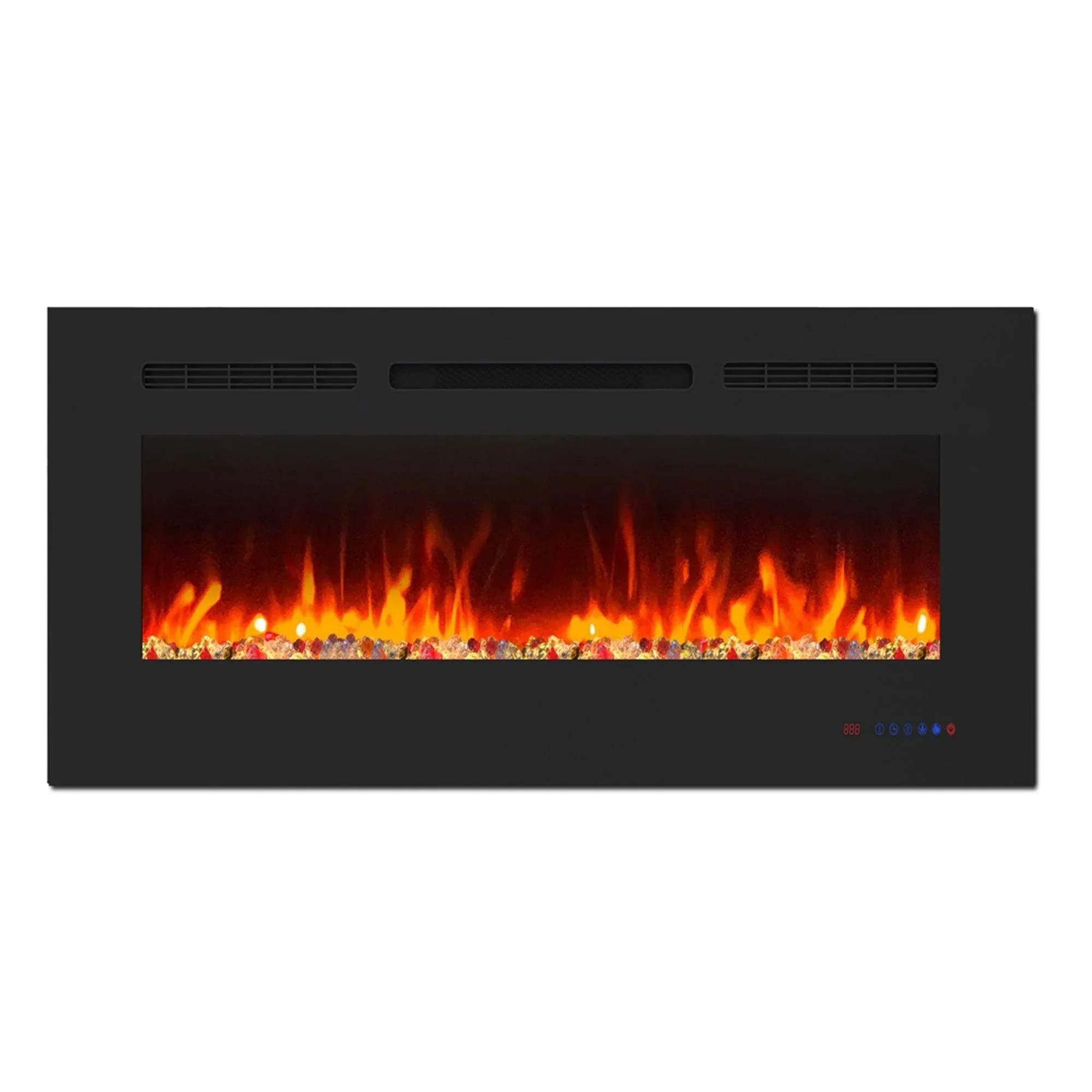 Parrot Uncle Insert or Wall-Mount Electric Fireplace with Remote Control and Touch Screen in 13 Flame Colors and Base Lights - Image 12