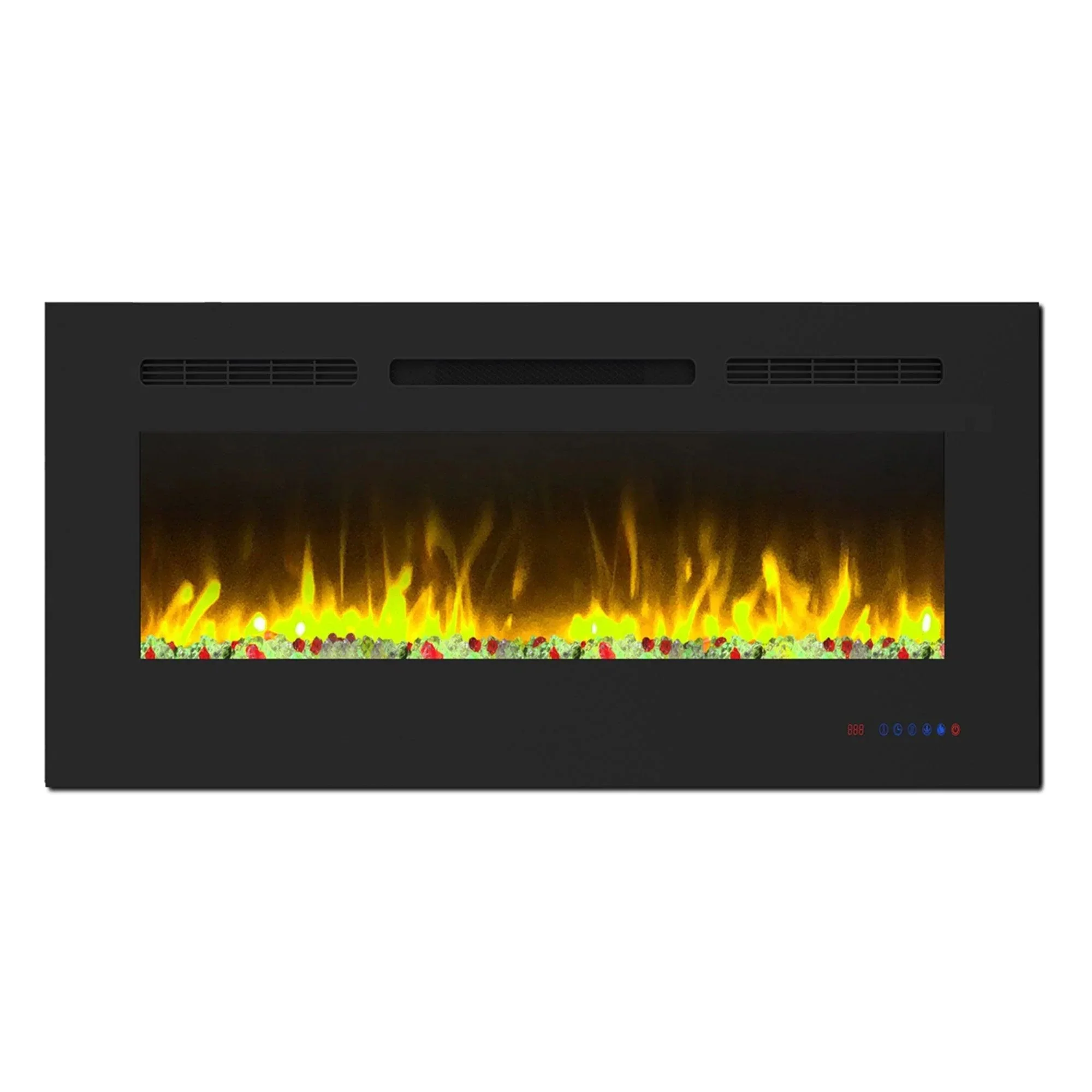 Parrot Uncle Insert or Wall-Mount Electric Fireplace with Remote Control and Touch Screen in 13 Flame Colors and Base Lights - Image 14