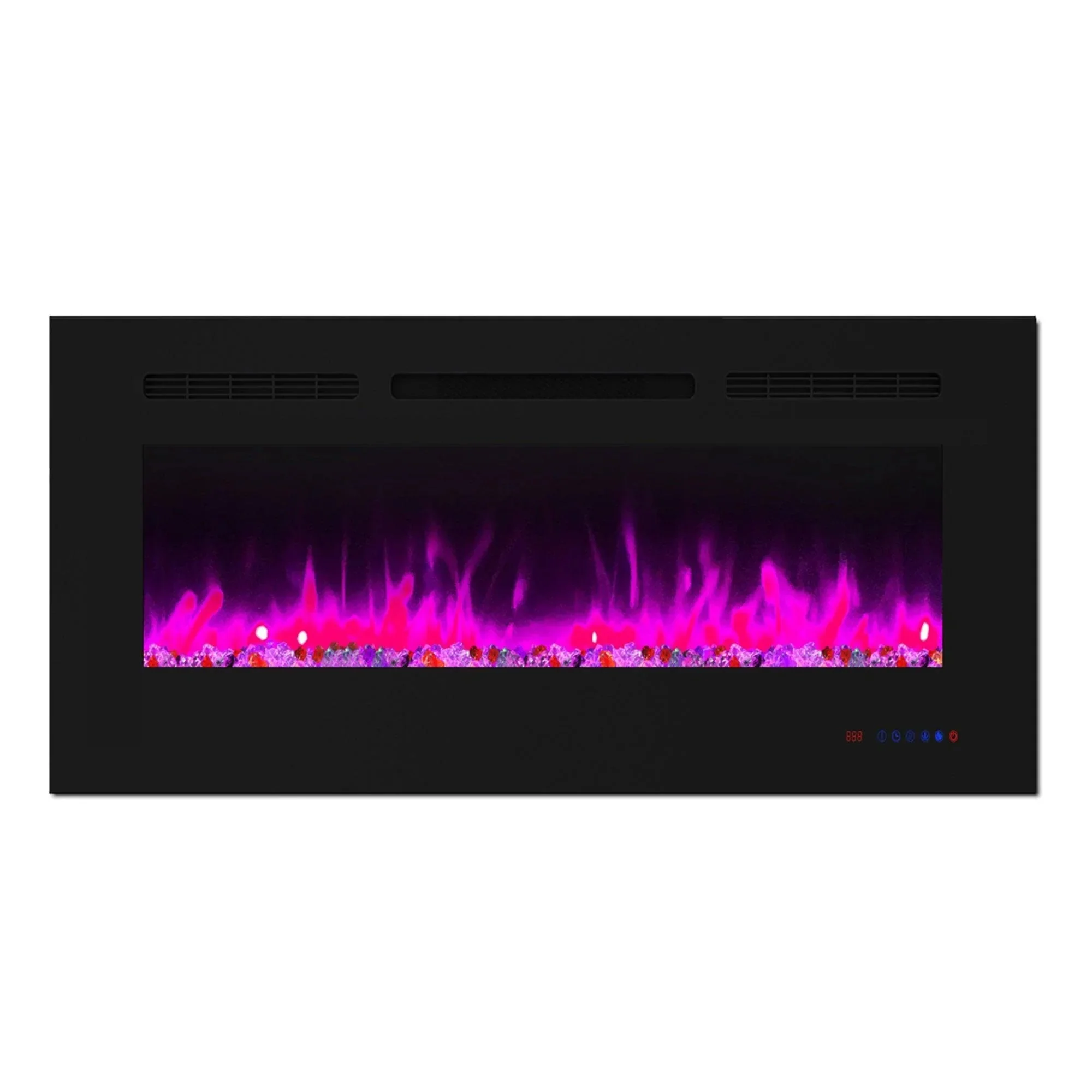 Parrot Uncle Insert or Wall-Mount Electric Fireplace with Remote Control and Touch Screen in 13 Flame Colors and Base Lights - Image 15