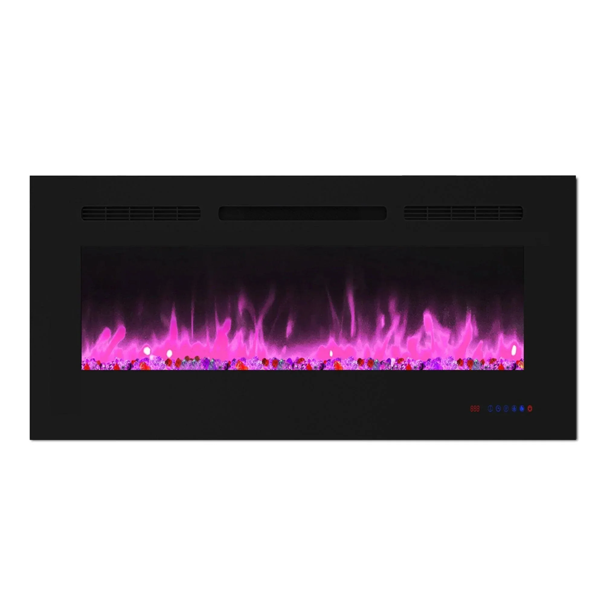Parrot Uncle Insert or Wall-Mount Electric Fireplace with Remote Control and Touch Screen in 13 Flame Colors and Base Lights - Image 16