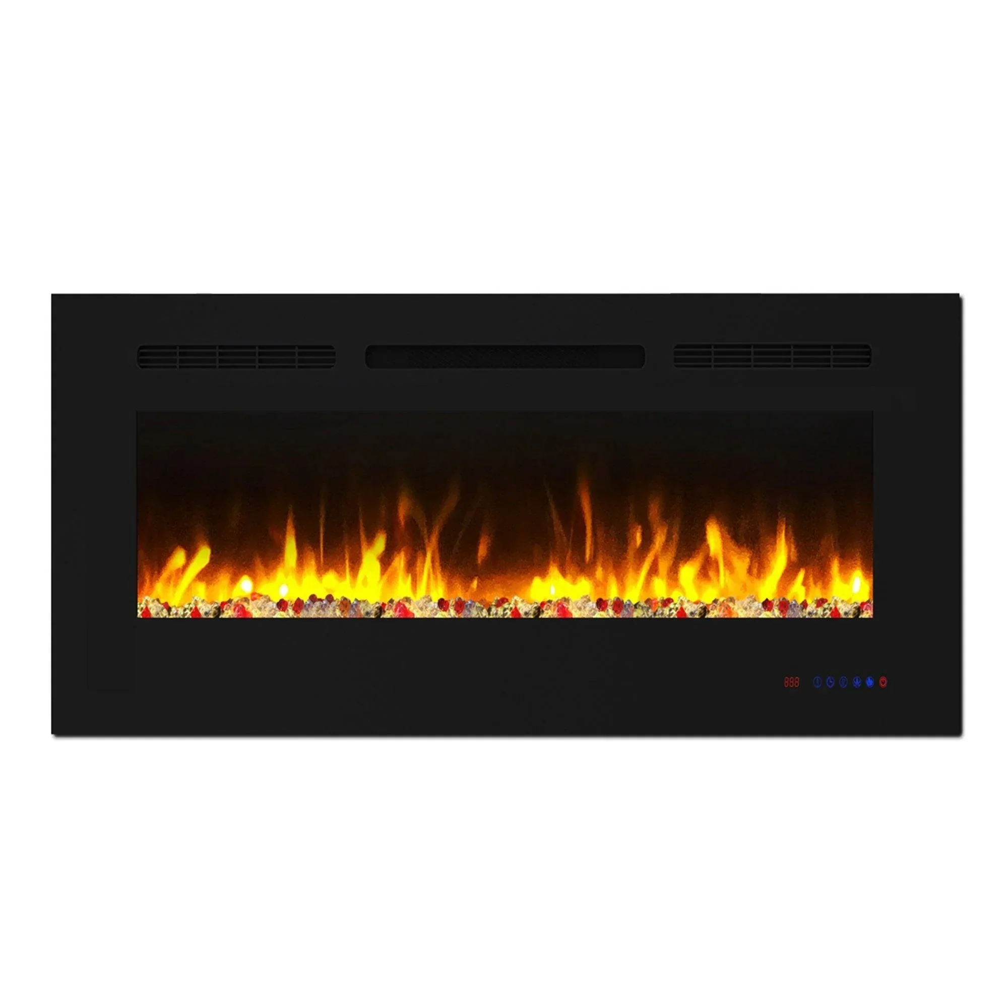 Parrot Uncle Insert or Wall-Mount Electric Fireplace with Remote Control and Touch Screen in 13 Flame Colors and Base Lights - Image 17