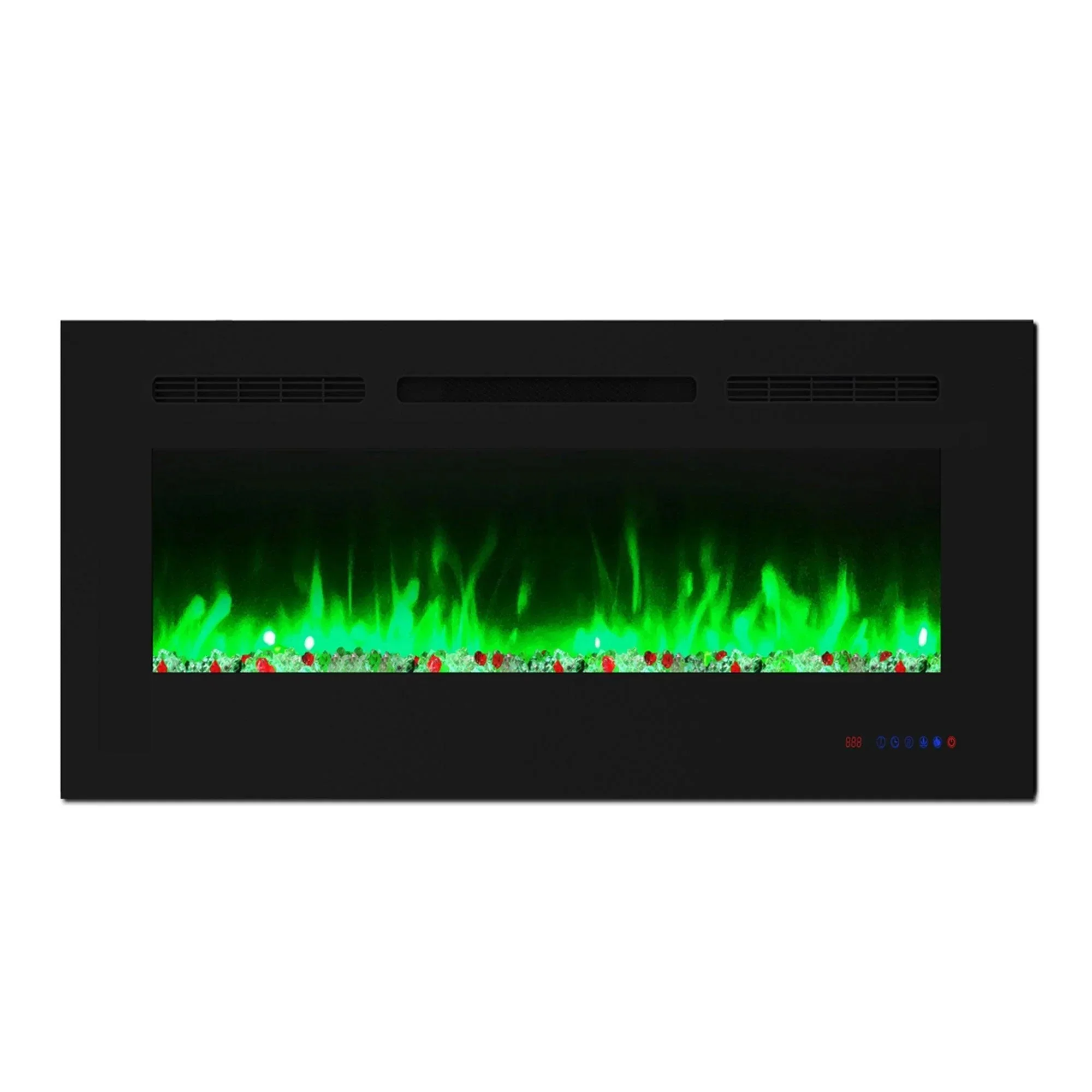 Parrot Uncle Insert or Wall-Mount Electric Fireplace with Remote Control and Touch Screen in 13 Flame Colors and Base Lights - Image 18