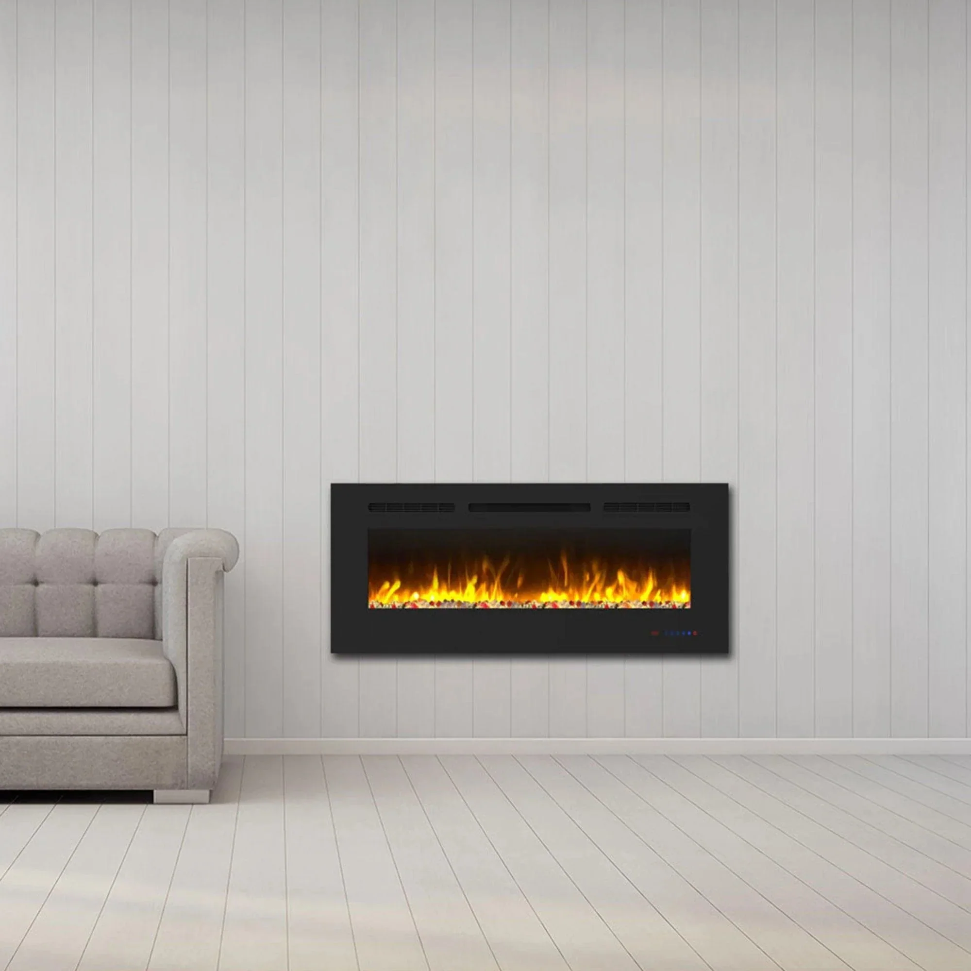 Parrot Uncle Insert or Wall-Mount Electric Fireplace with Remote Control and Touch Screen in 13 Flame Colors and Base Lights - Image 21