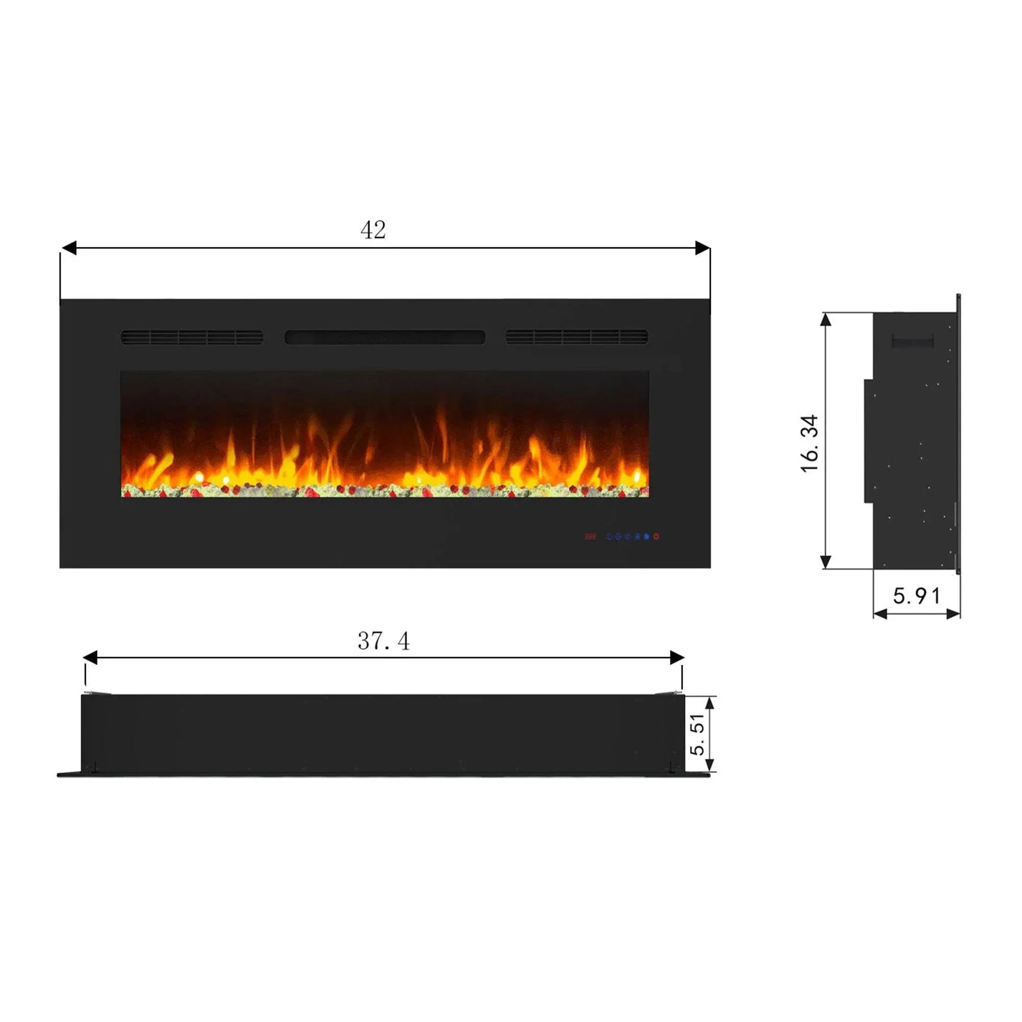 Parrot Uncle Insert or Wall-Mount Electric Fireplace with Remote Control and Touch Screen in 13 Flame Colors and Base Lights - Image 24