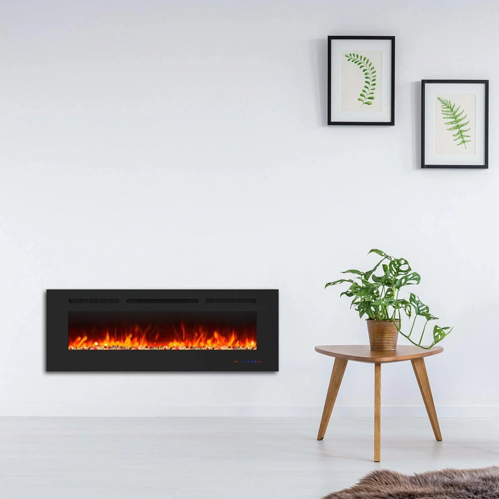 Parrot Uncle Insert or Wall-Mount Electric Fireplace with Remote Control and Touch Screen in 13 Flame Colors and Base Lights - Image 25