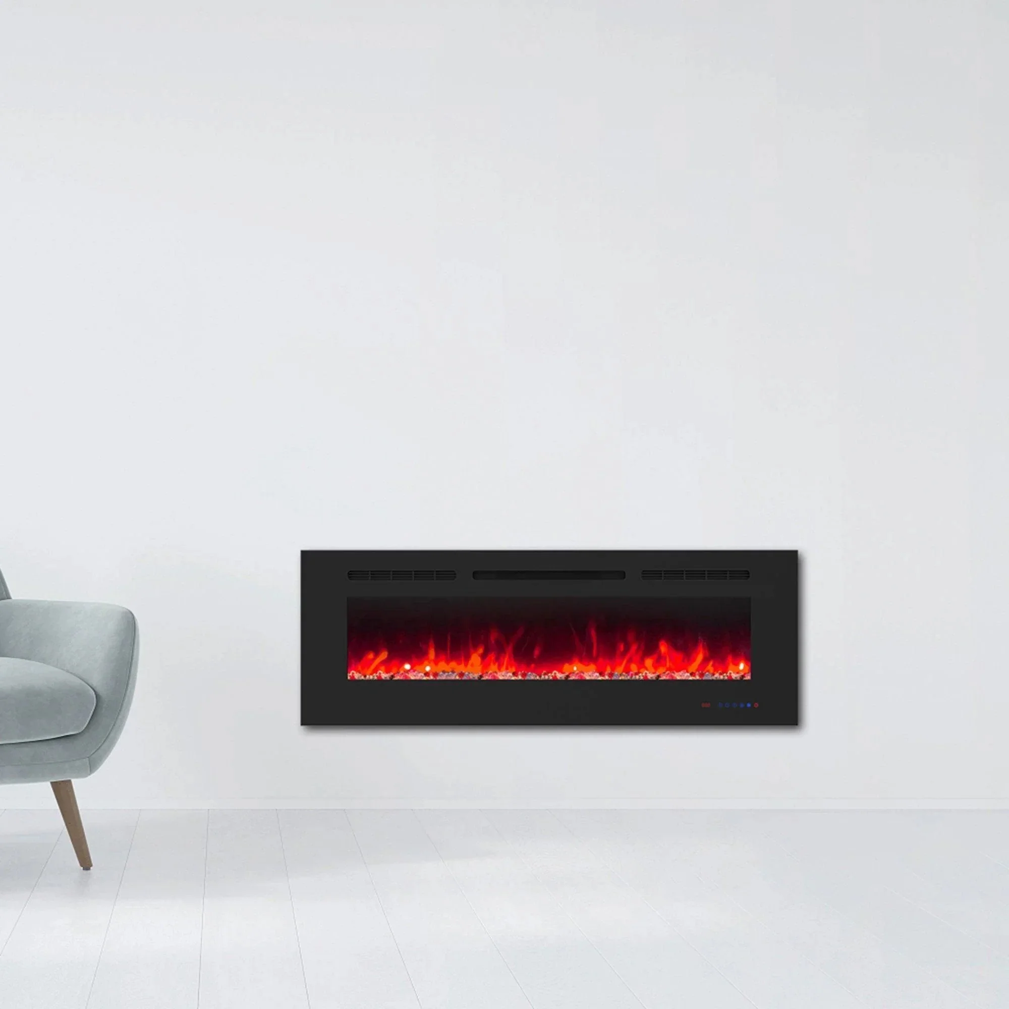 Parrot Uncle Insert or Wall-Mount Electric Fireplace with Remote Control and Touch Screen in 13 Flame Colors and Base Lights - Image 27