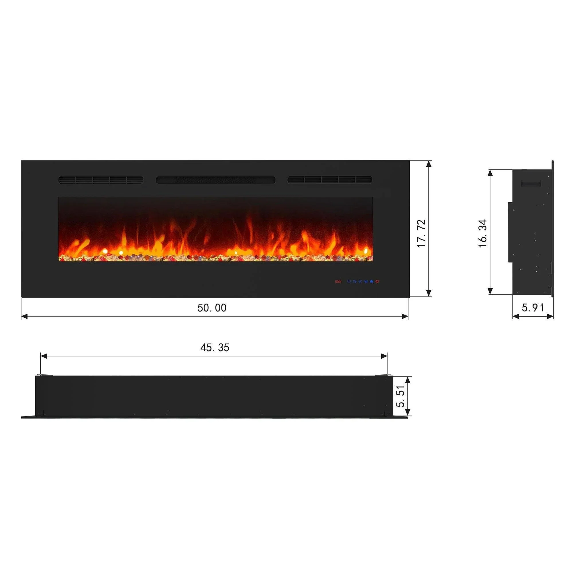 Parrot Uncle Insert or Wall-Mount Electric Fireplace with Remote Control and Touch Screen in 13 Flame Colors and Base Lights - Image 28