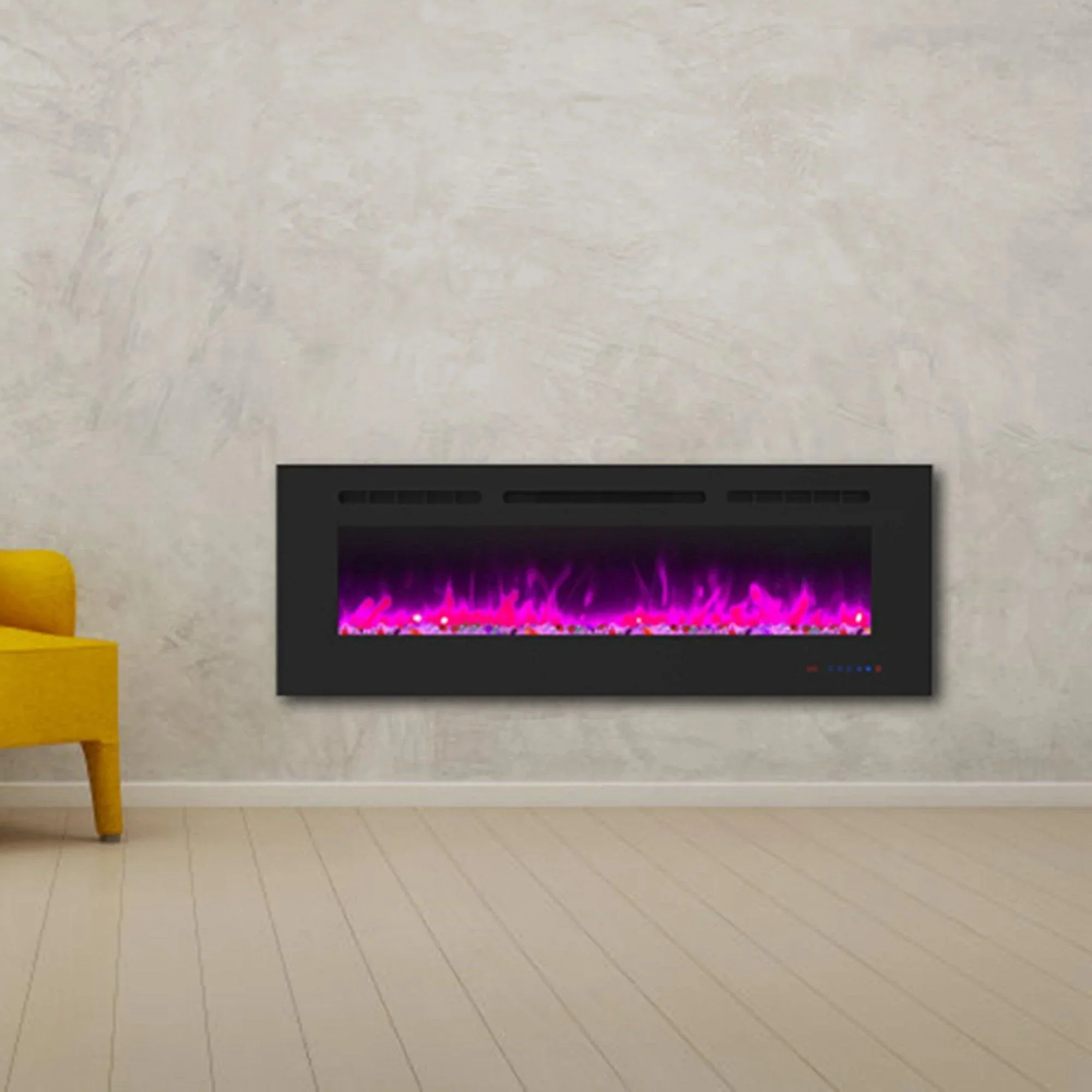 Parrot Uncle Insert or Wall-Mount Electric Fireplace with Remote Control and Touch Screen in 13 Flame Colors and Base Lights - Image 29