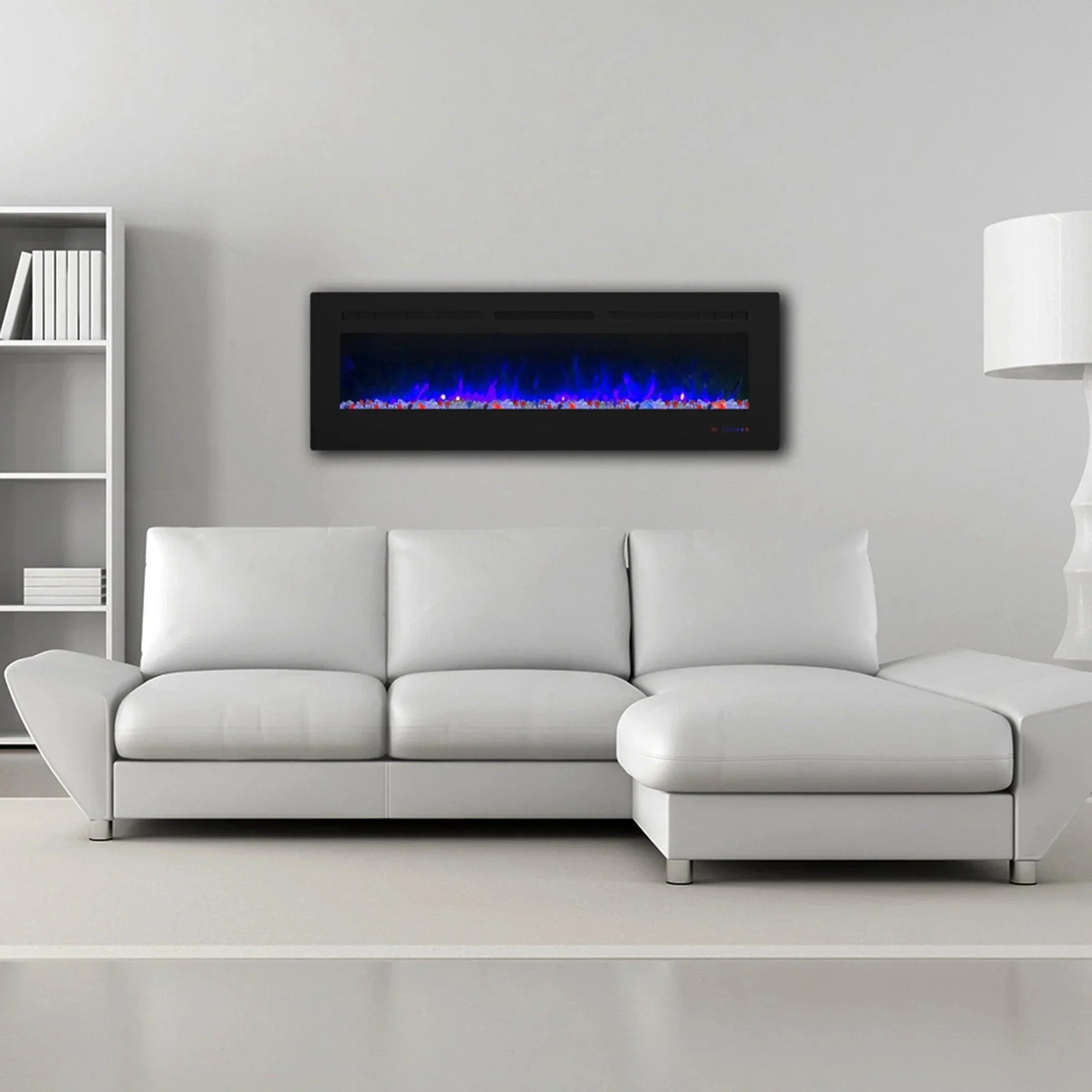 Parrot Uncle Insert or Wall-Mount Electric Fireplace with Remote Control and Touch Screen in 13 Flame Colors and Base Lights - Image 30