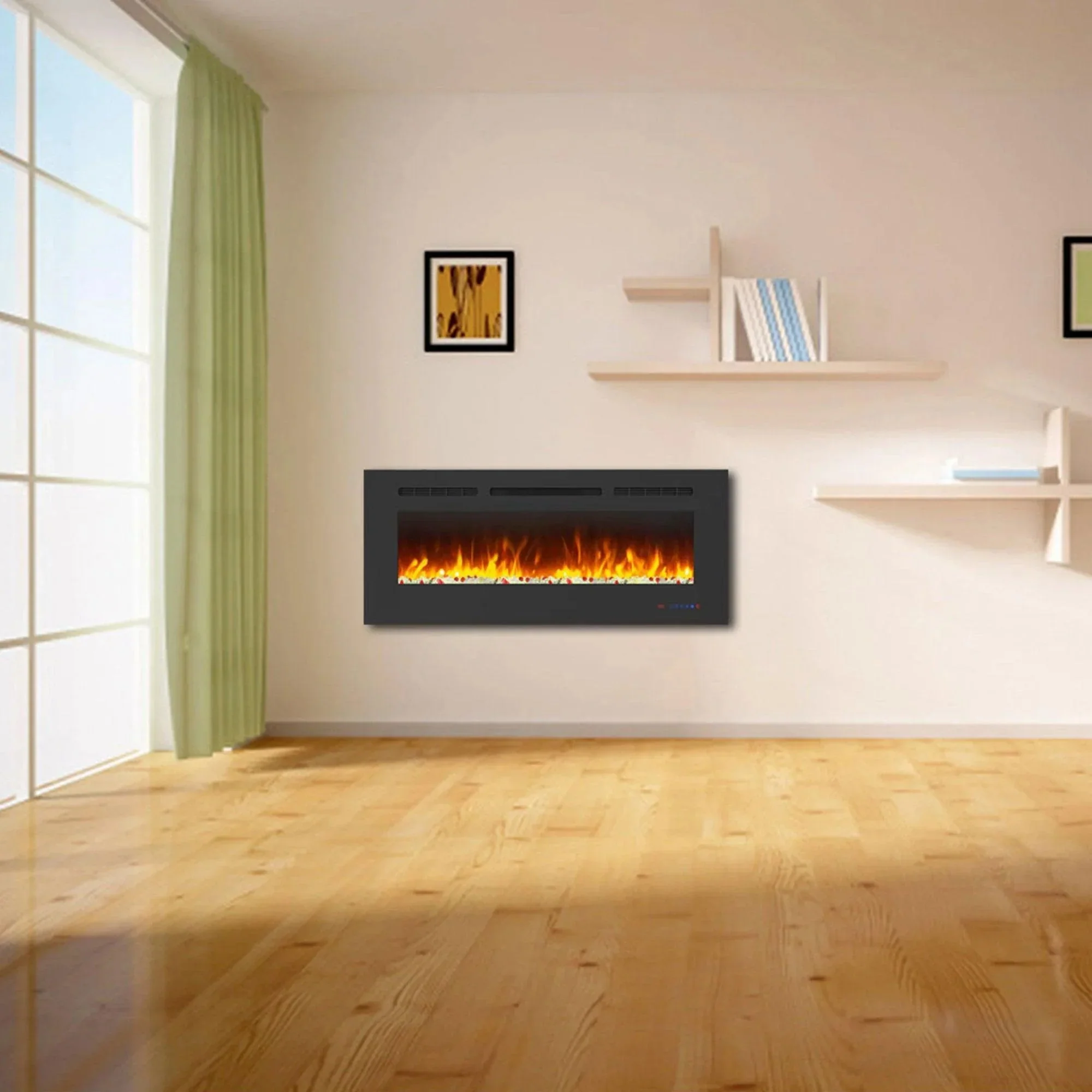 Parrot Uncle Insert or Wall-Mount Electric Fireplace with Remote Control and Touch Screen in 13 Flame Colors and Base Lights - Image 32