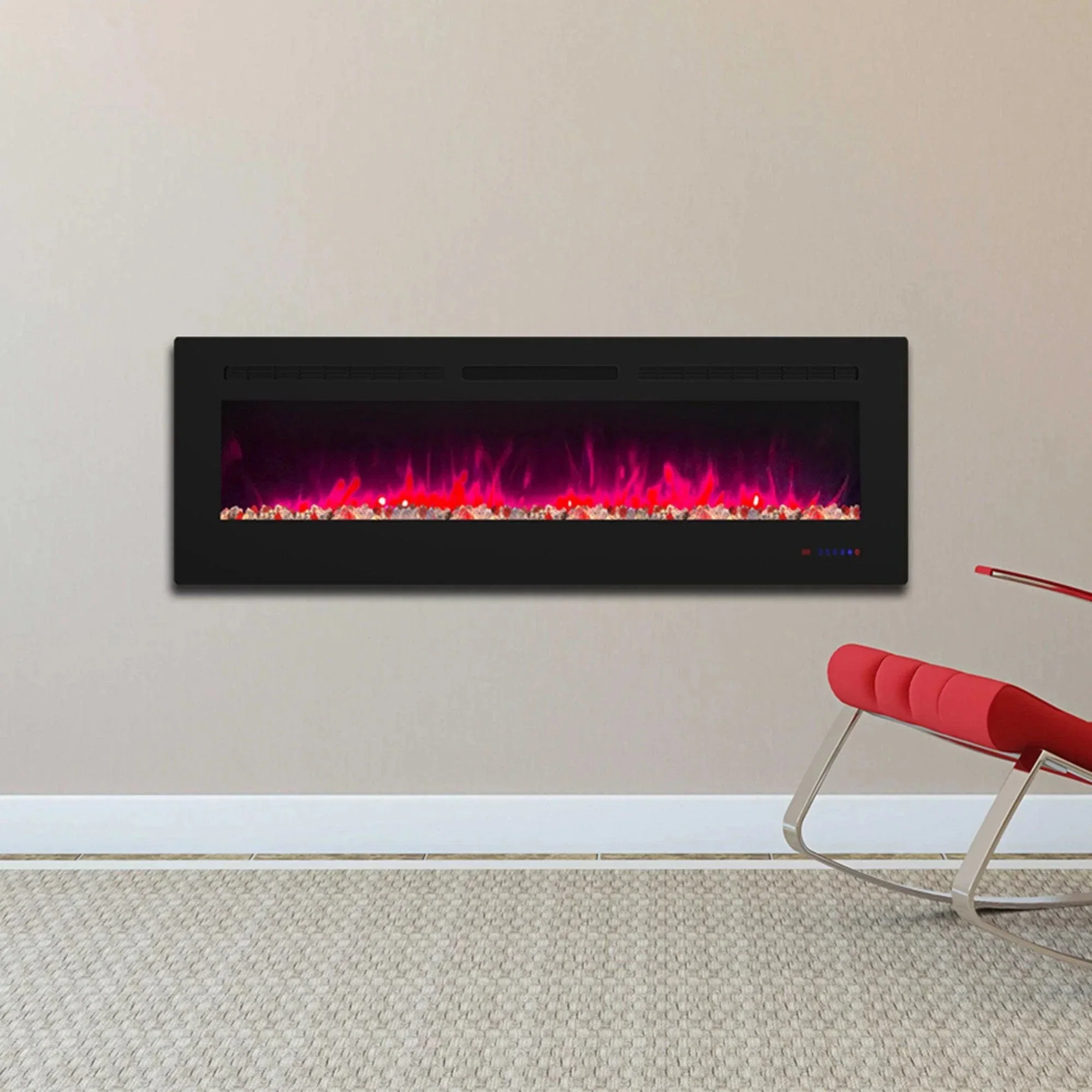 Parrot Uncle Insert or Wall-Mount Electric Fireplace with Remote Control and Touch Screen in 13 Flame Colors and Base Lights - Image 34