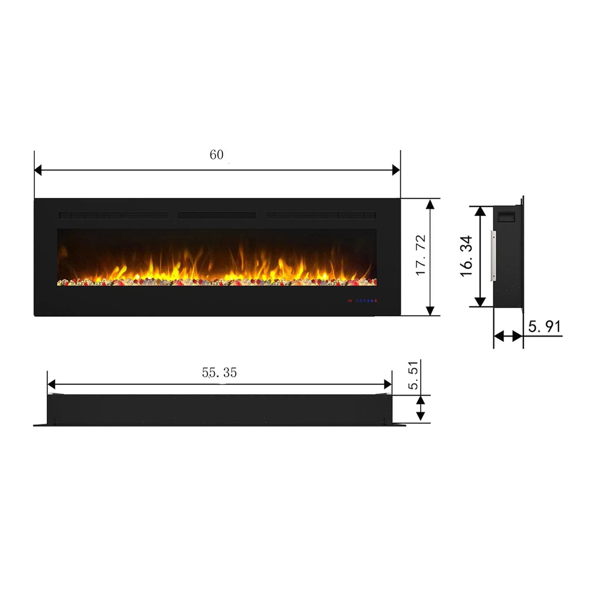 Parrot Uncle Insert or Wall-Mount Electric Fireplace with Remote Control and Touch Screen in 13 Flame Colors and Base Lights - Image 35