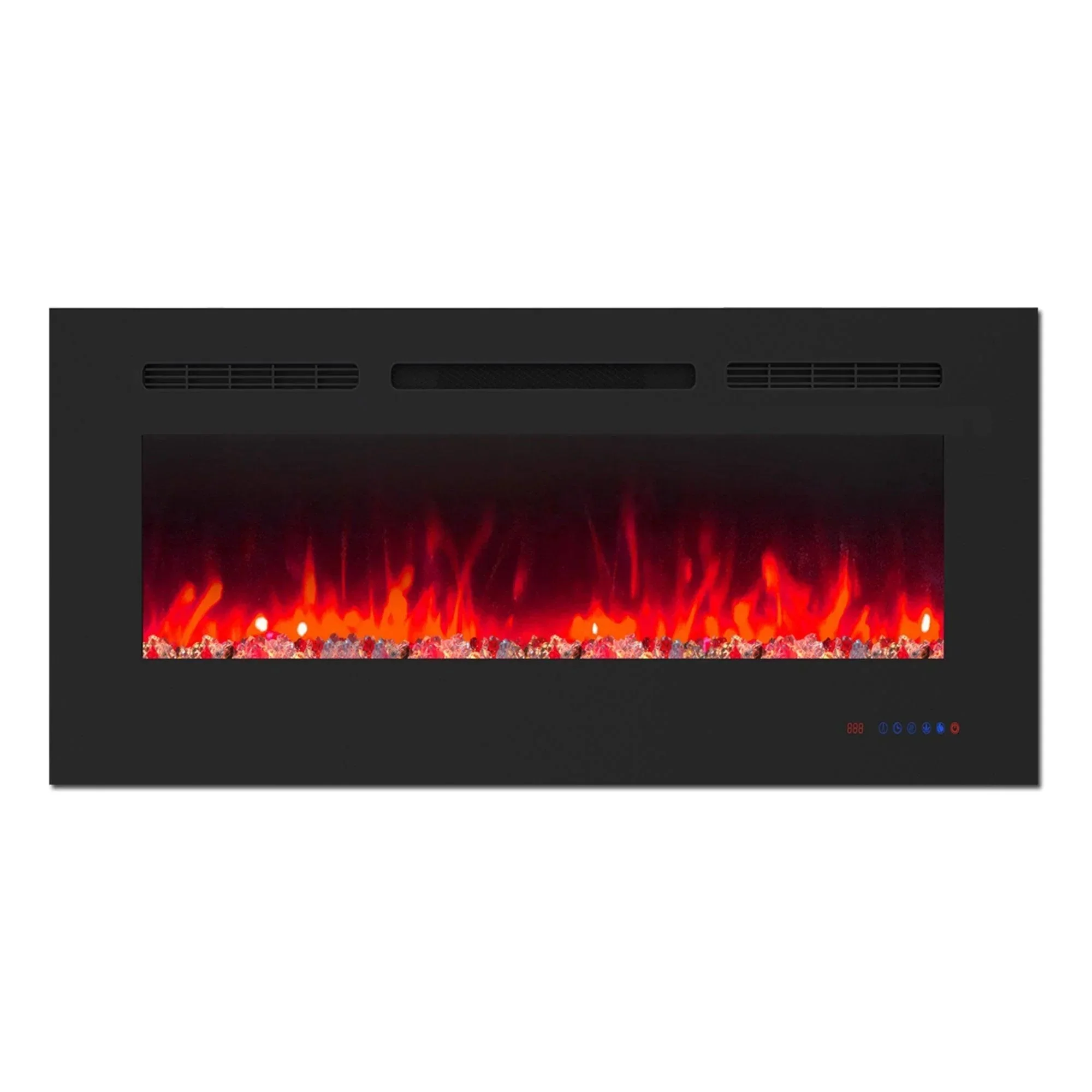 Parrot Uncle Insert or Wall-Mount Electric Fireplace with Remote Control and Touch Screen in 13 Flame Colors and Base Lights - Image 7