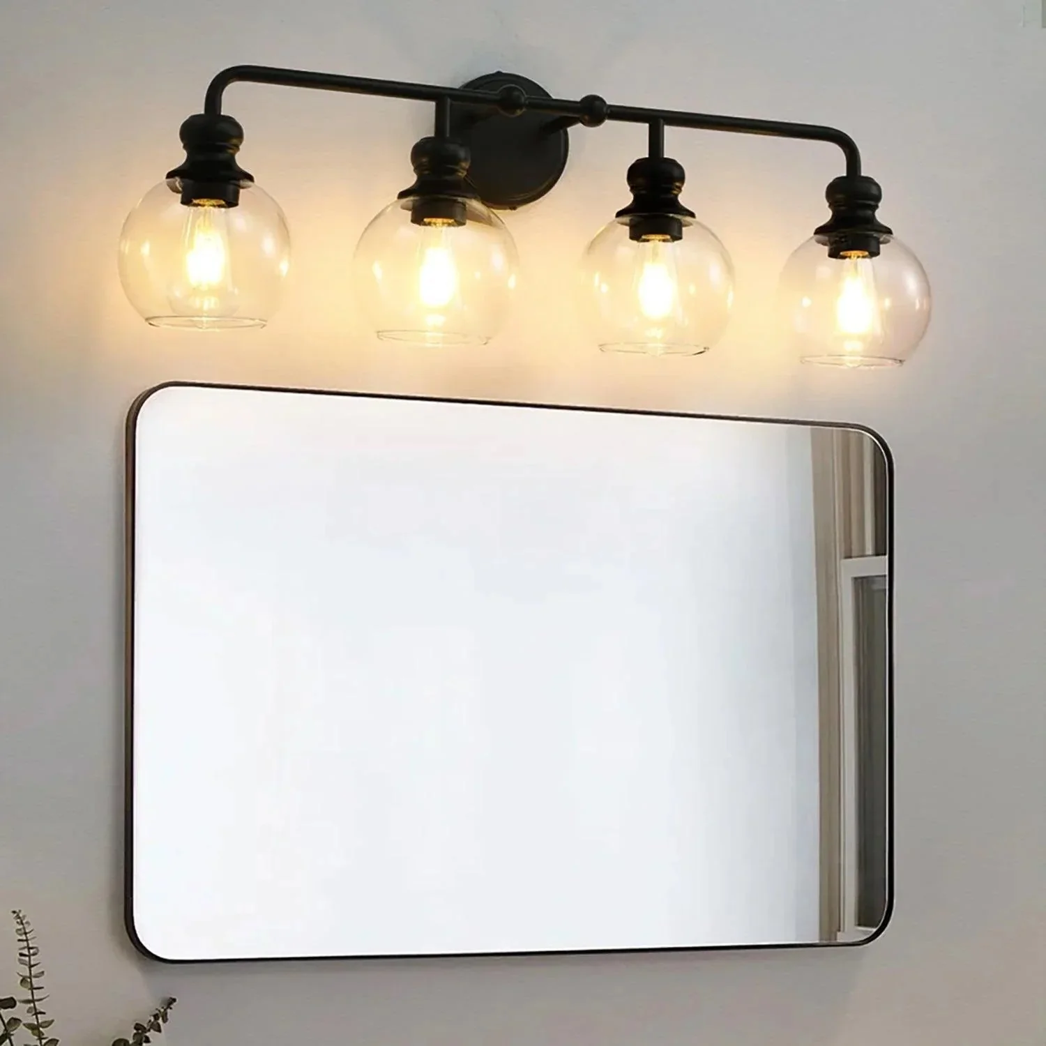 Parrot Uncle Irvine Black Modern Clear Glass 4-Light Vanity Light (3056-4BLACK) - Image 4