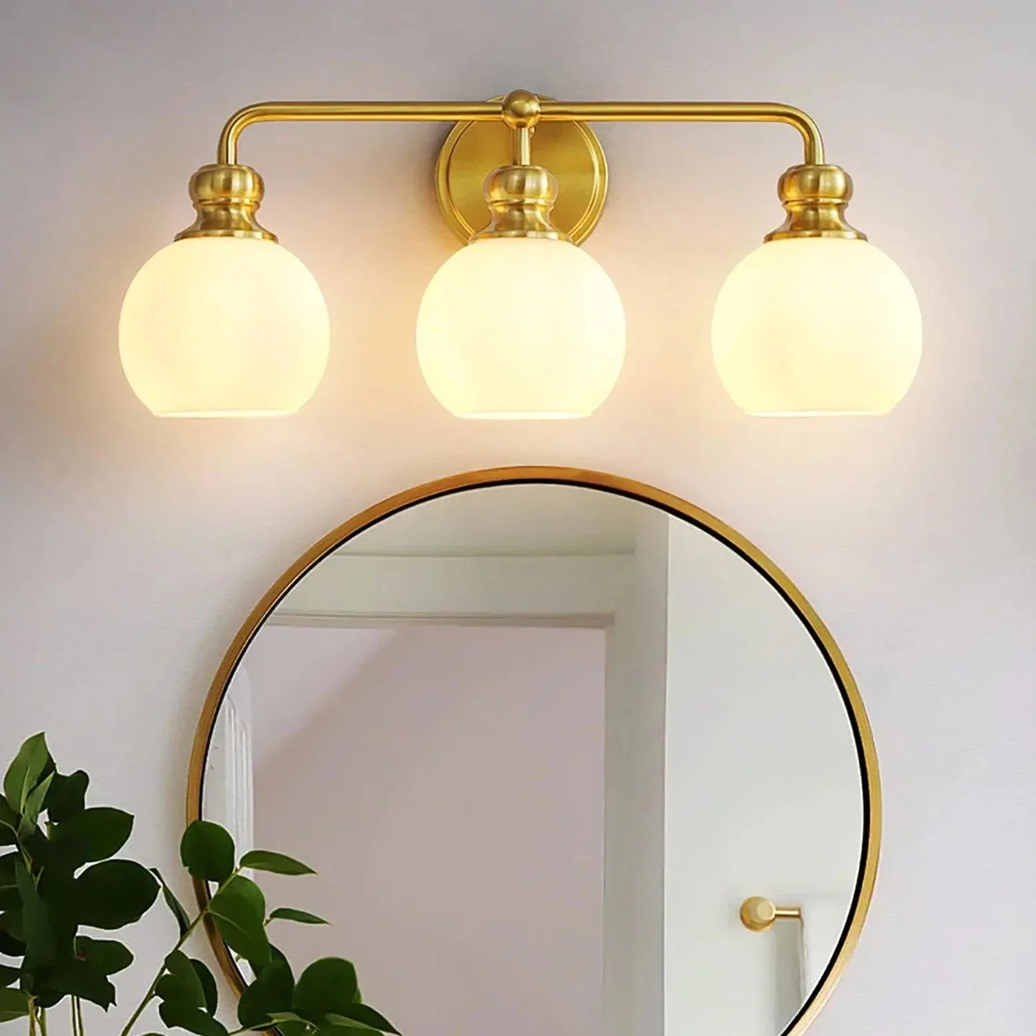Parrot Uncle Irvine Gold Modern Frosted Glass 3-Light Vanity Light (3056-3G-WH) - Image 5