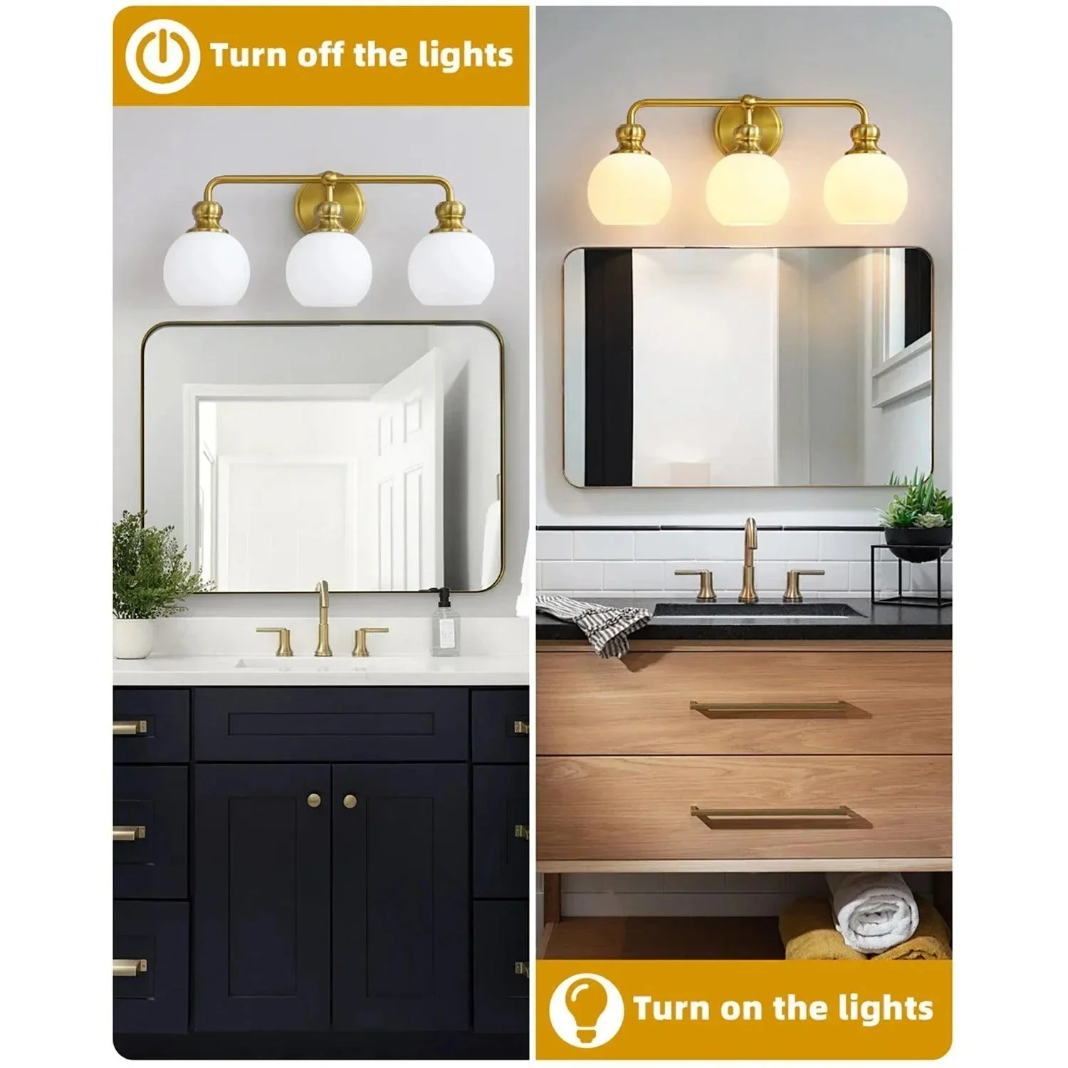 Parrot Uncle Irvine Gold Modern Frosted Glass 3-Light Vanity Light (3056-3G-WH) - Image 6