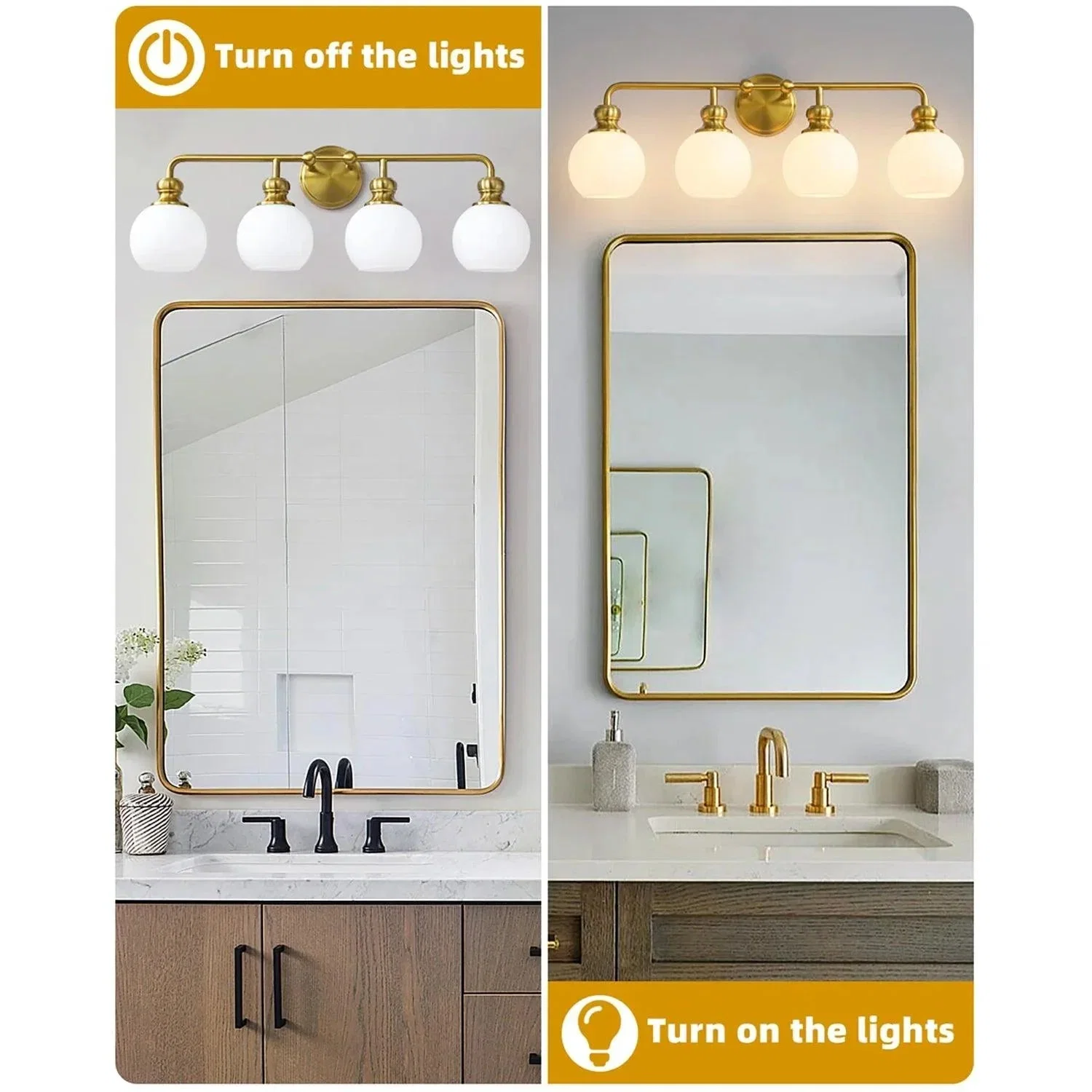 Parrot Uncle Irvine Gold Modern Frosted Glass 4-Light Vanity Light (3056-4G-WH) - Image 5
