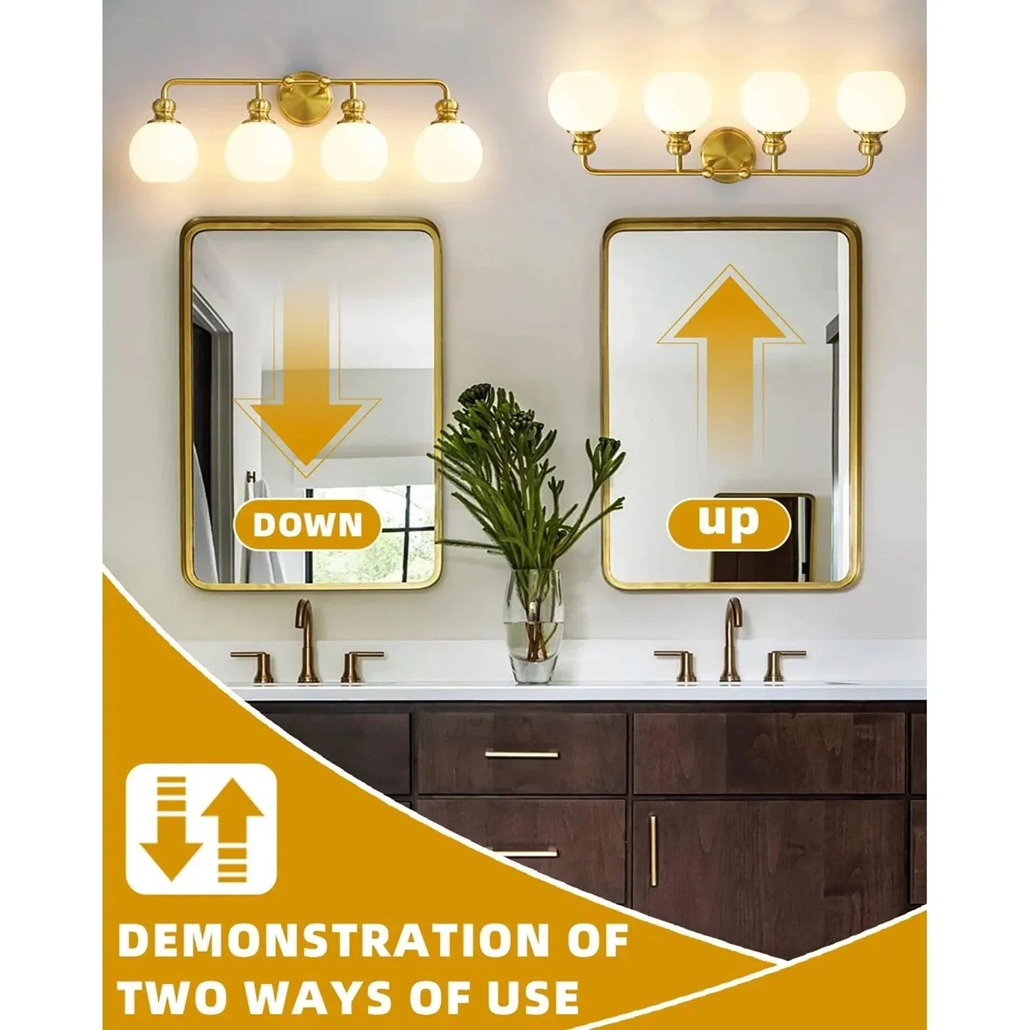 Parrot Uncle Irvine Gold Modern Frosted Glass 4-Light Vanity Light (3056-4G-WH) - Image 6