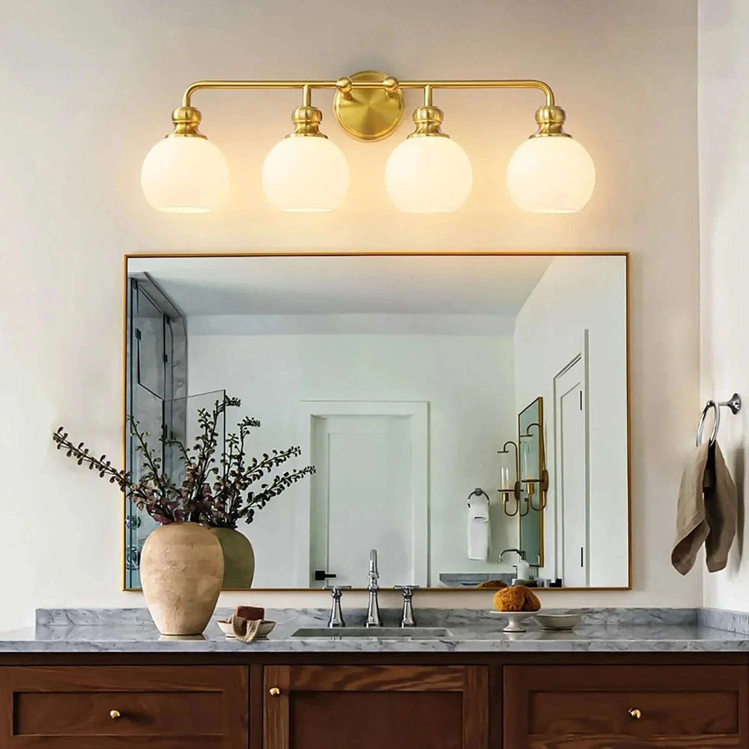 Parrot Uncle Irvine Gold Modern Frosted Glass 4-Light Vanity Light (3056-4G-WH) - Image 8