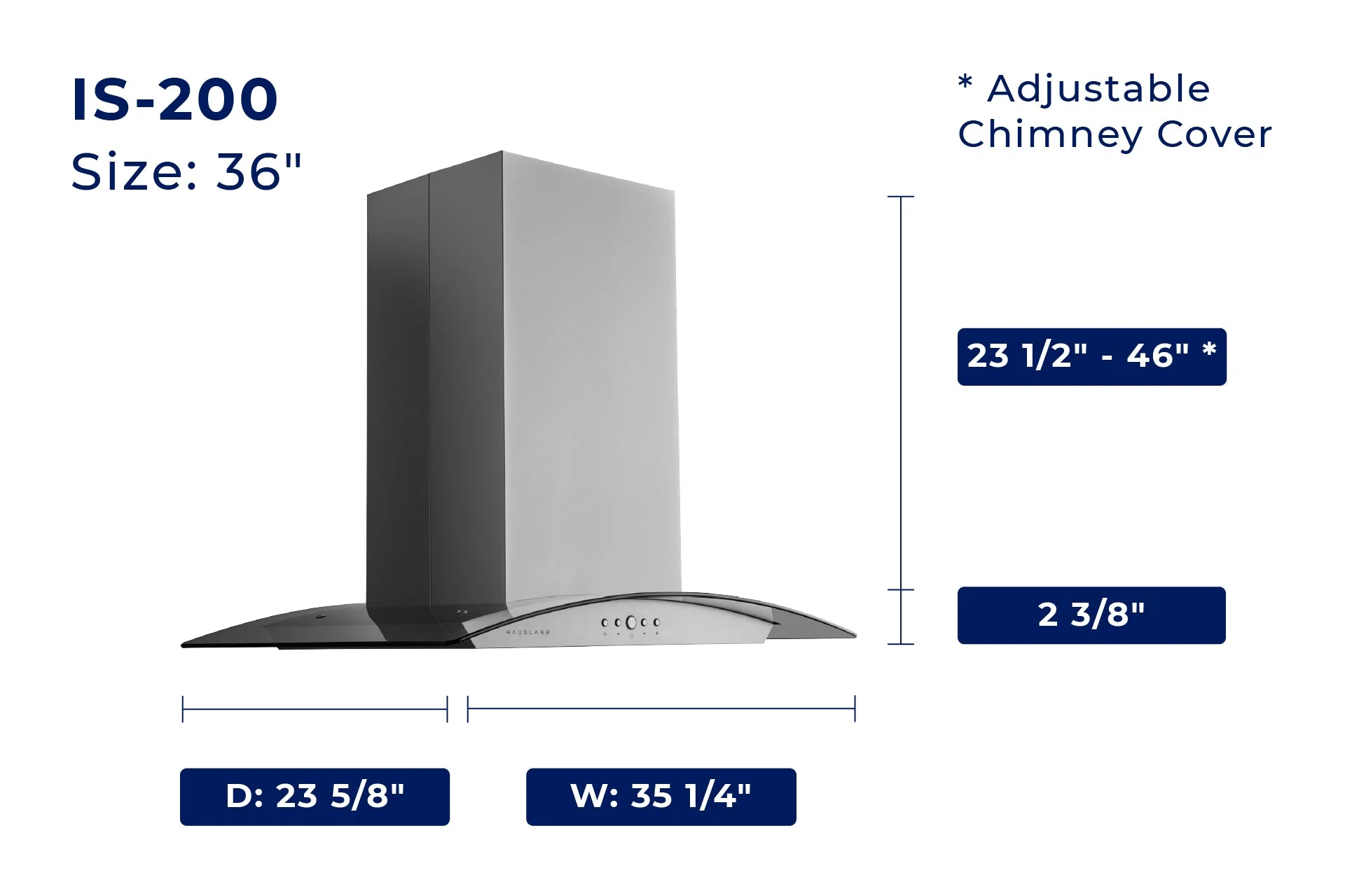 Hauslane 600 Convertible Island Range Hood in Stainless Steel (IS-200SS) - Image 11