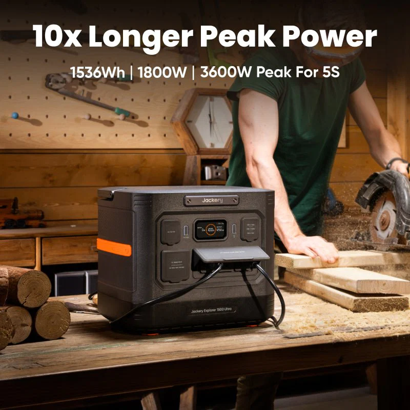 Jackery Explorer 1500 Ultra Portable Power Station, 1536Wh LiFePO4 Battery, 1800W AC (3600W Peak), IP65 Waterproof, 1.5H Fast Recharge, Solar Generator for Camping, RV & Backup - Image 4