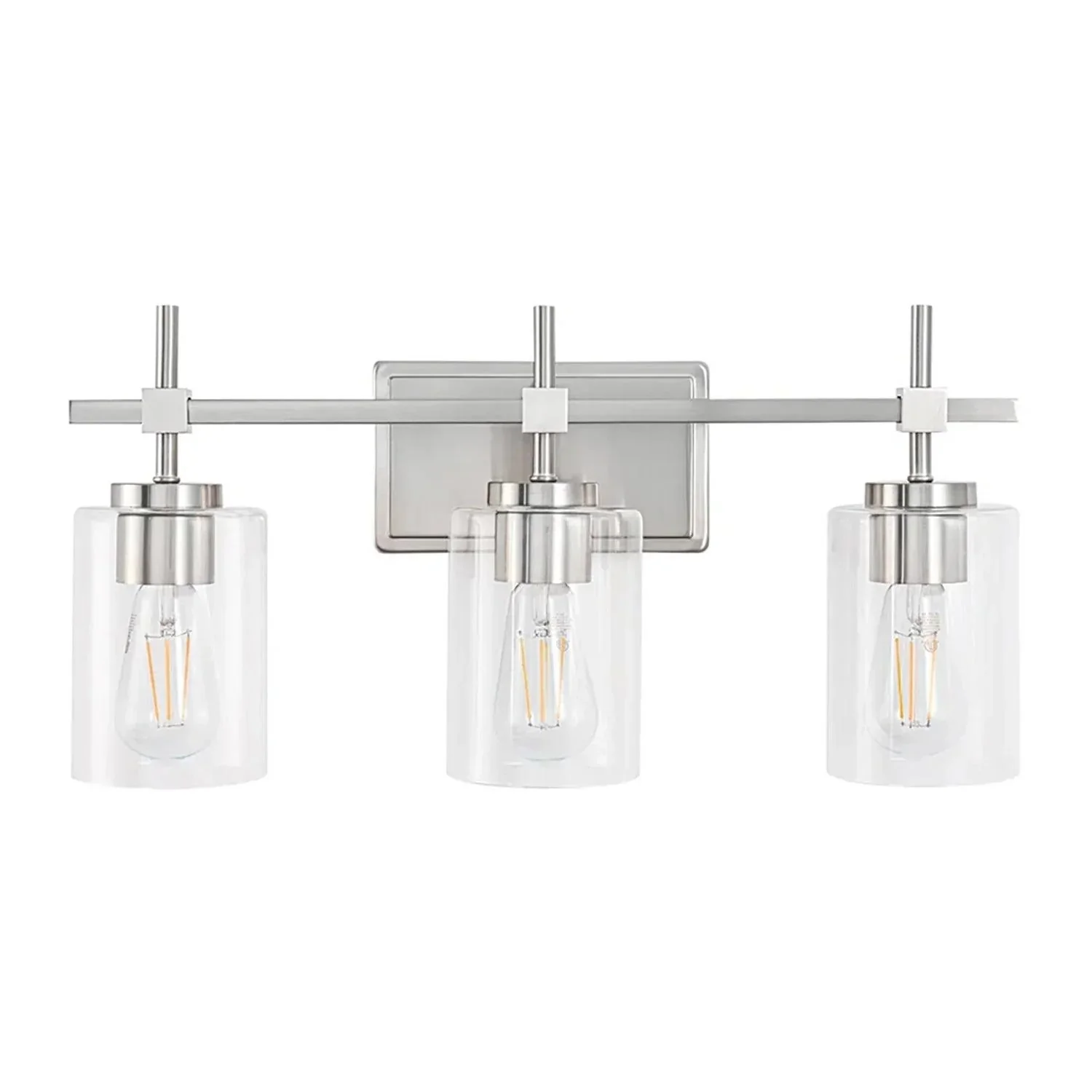 Parrot Uncle Jasper 3-Light Modern Clear Glass Bathroom Vanity Light, Black & Nickel - Image 8
