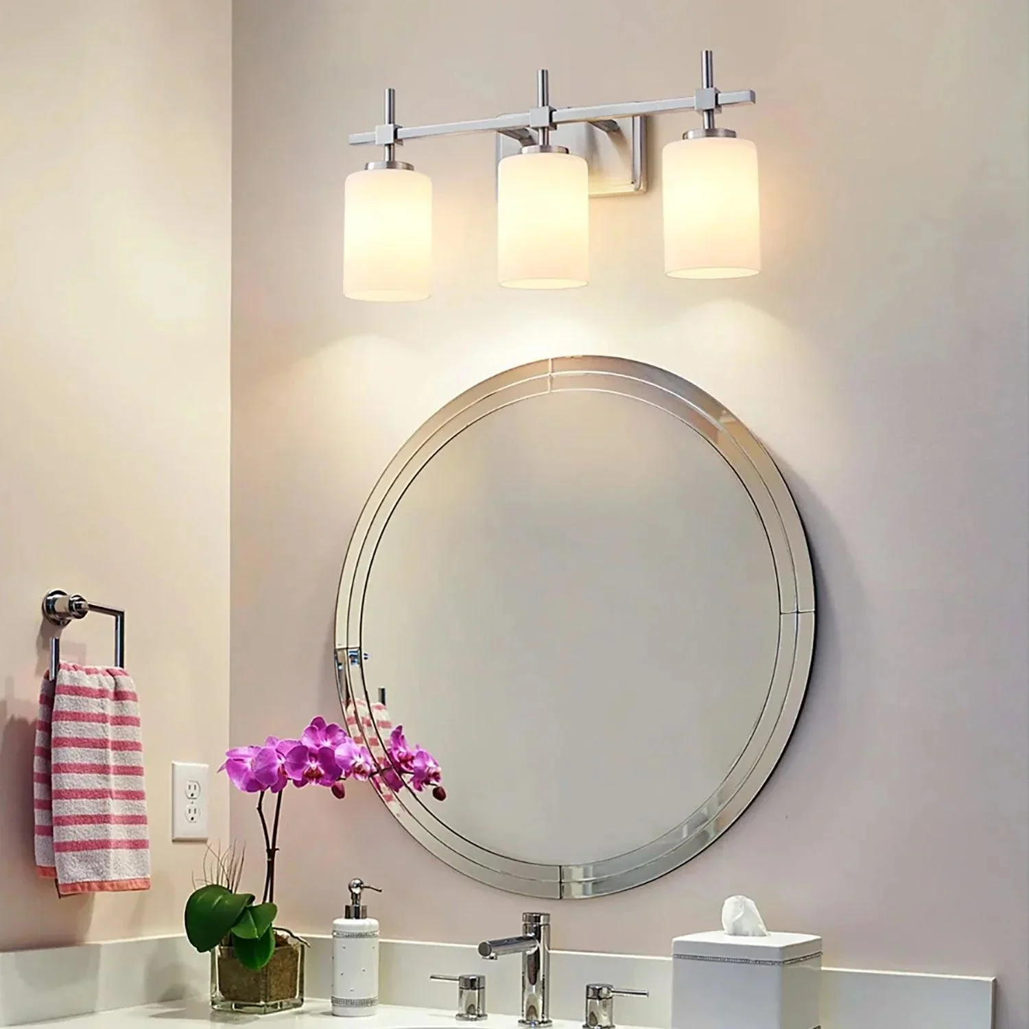 Parrot Uncle Jasper Modern Frosted Glass 3-Light Bathroom Vanity Light - Image 11