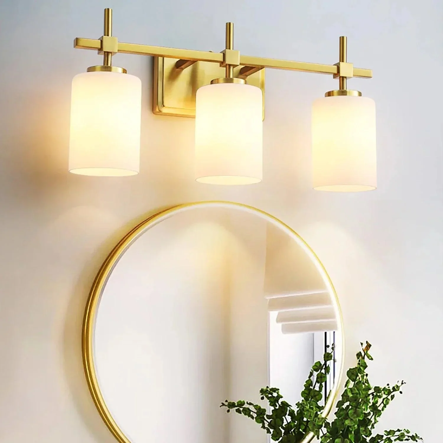Parrot Uncle Jasper Modern Frosted Glass 3-Light Bathroom Vanity Light - Image 2