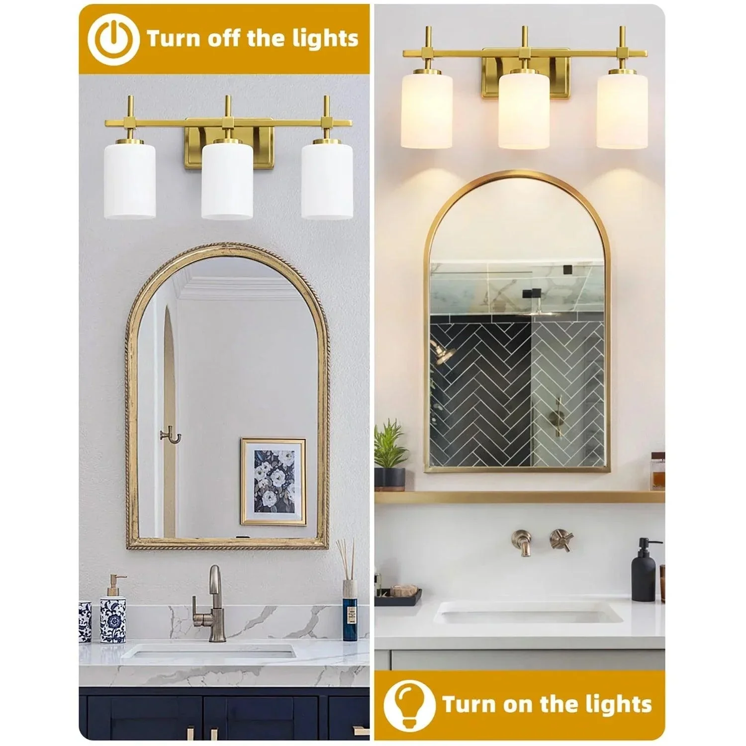 Parrot Uncle Jasper Modern Frosted Glass 3-Light Bathroom Vanity Light - Image 4