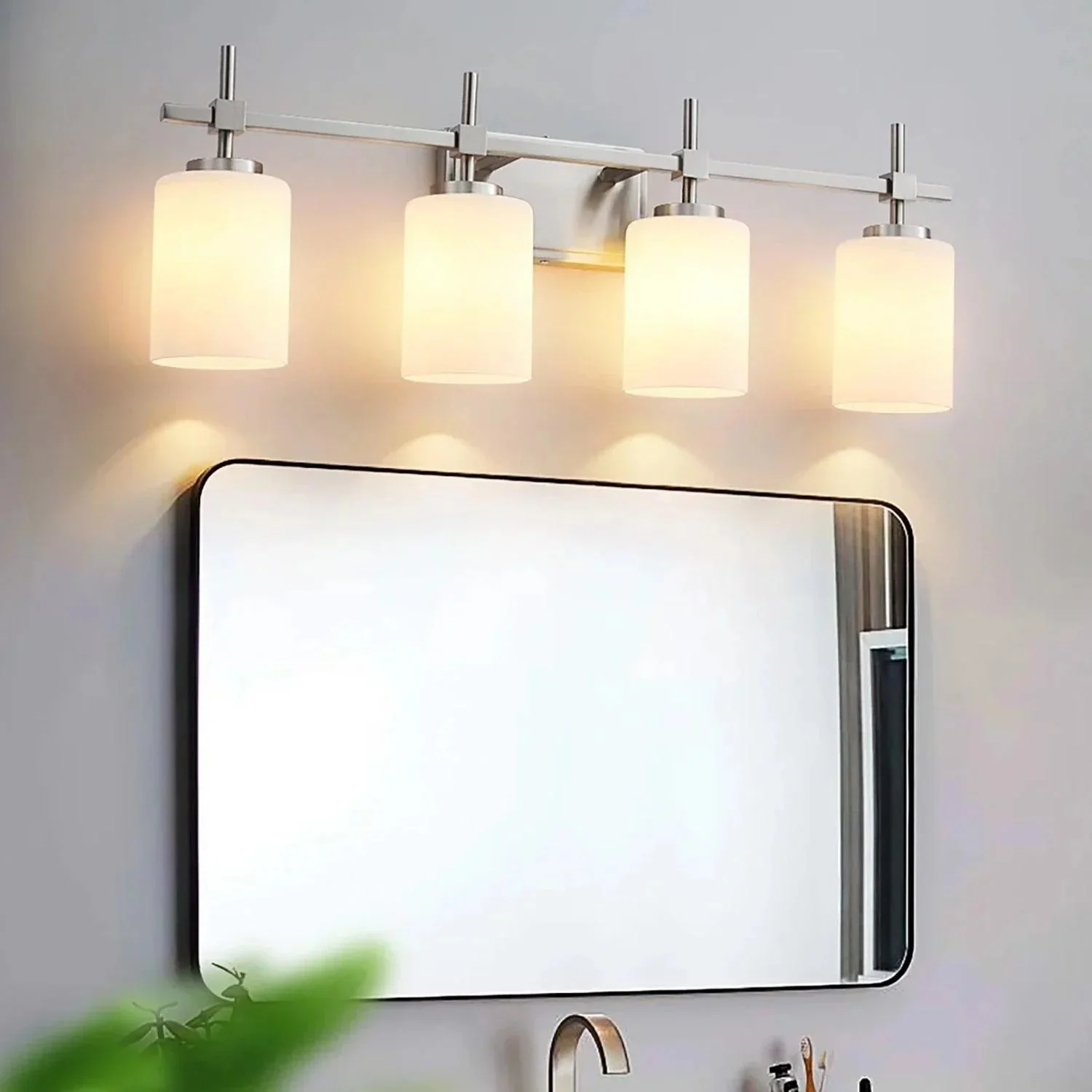 Jasper Gold Modern Frosted Glass 4-Light Bathroom Vanity Light - Image 10