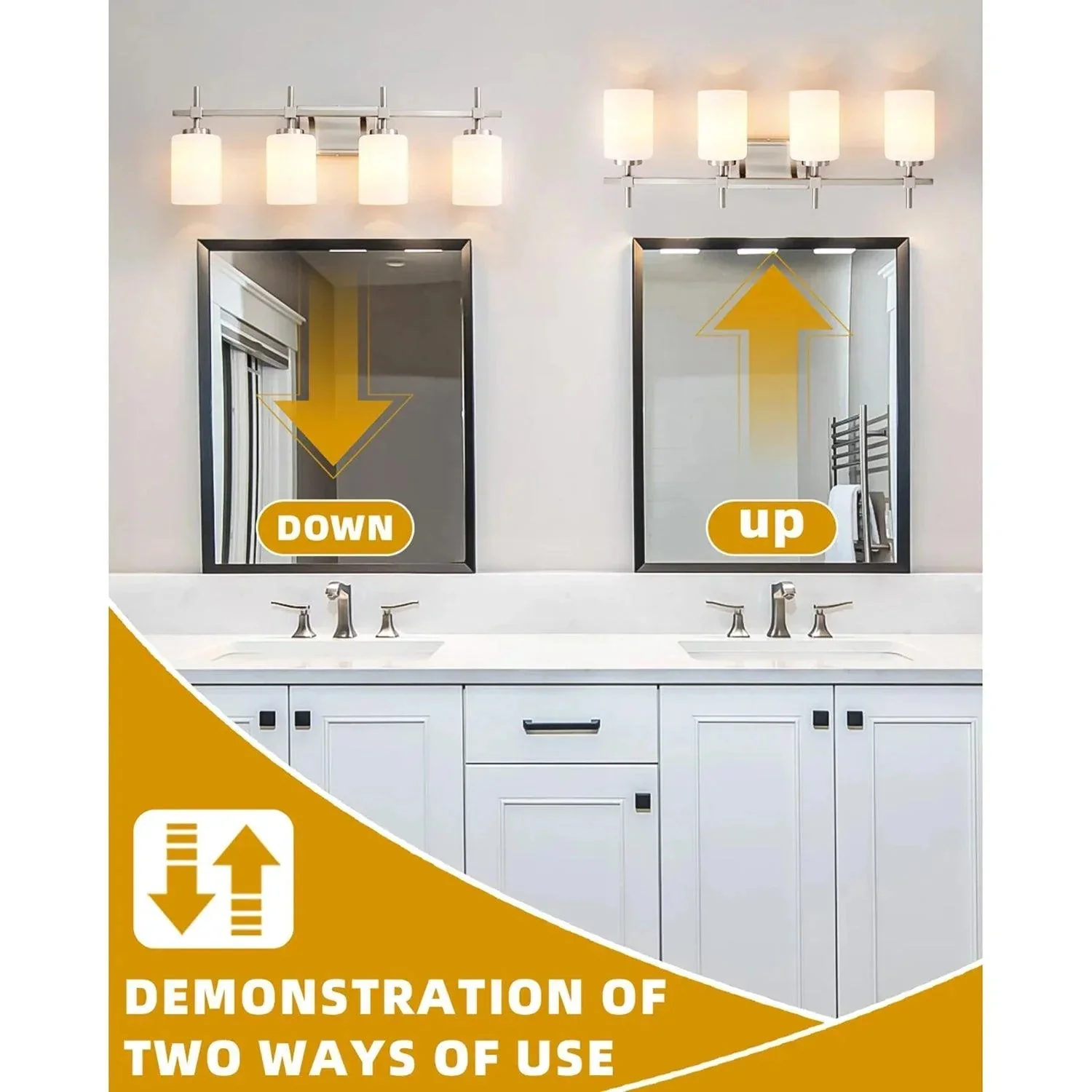 Jasper Gold Modern Frosted Glass 4-Light Bathroom Vanity Light - Image 14