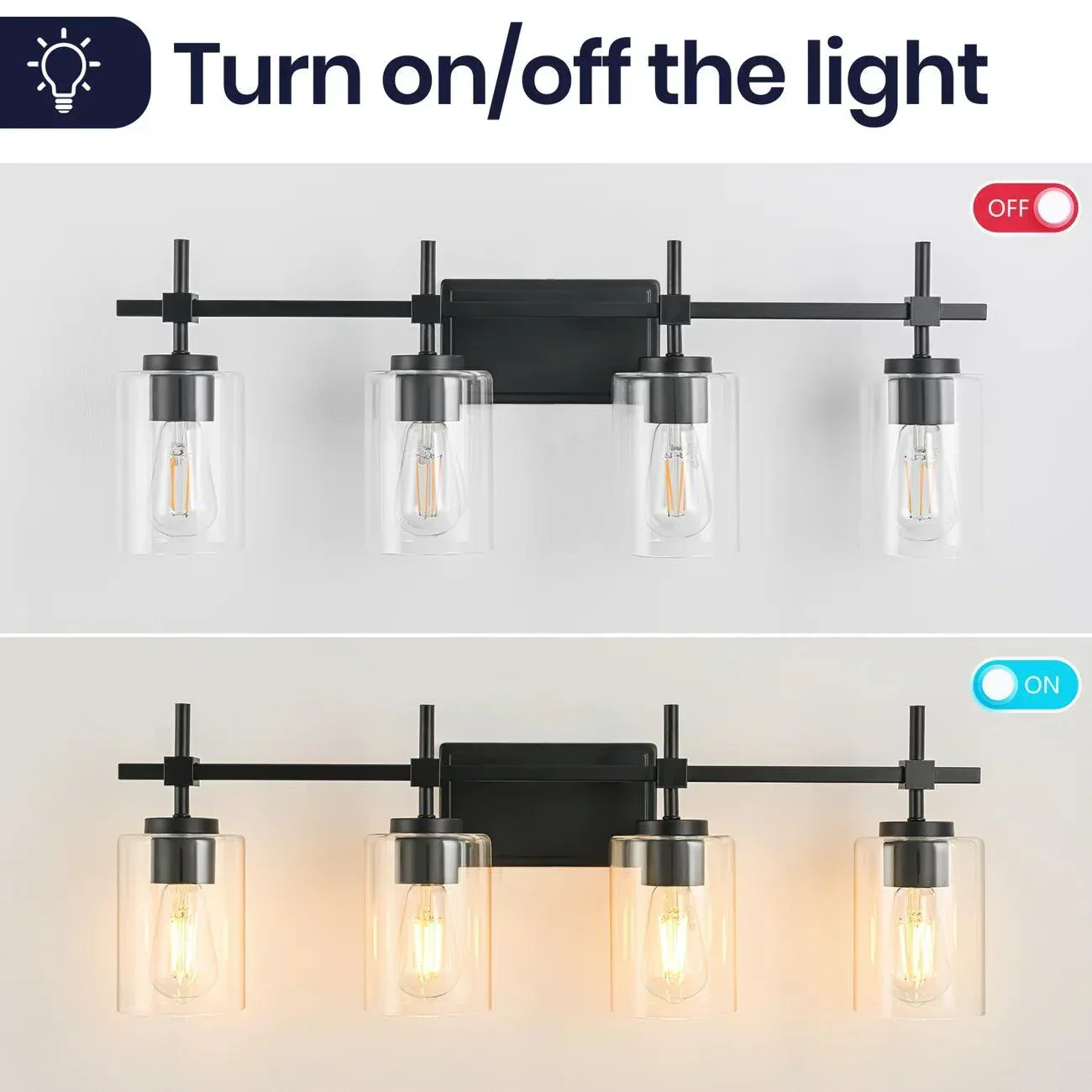 Parrot Uncle Jasper Modern 4-Light Clear Glass Bathroom Lights Linear Vanity Light - Image 13