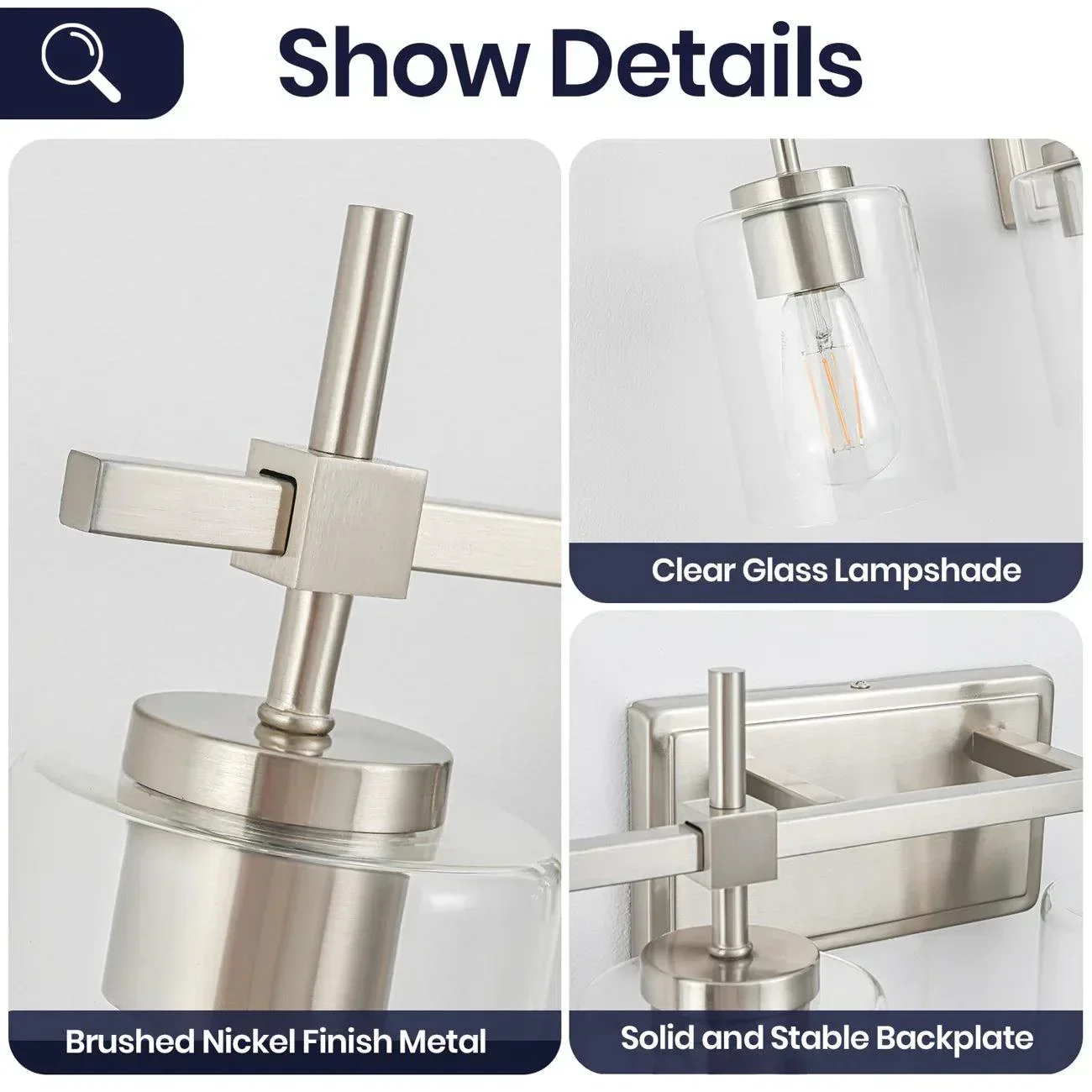 Parrot Uncle Jasper Modern 4-Light Clear Glass Bathroom Lights Linear Vanity Light - Image 3