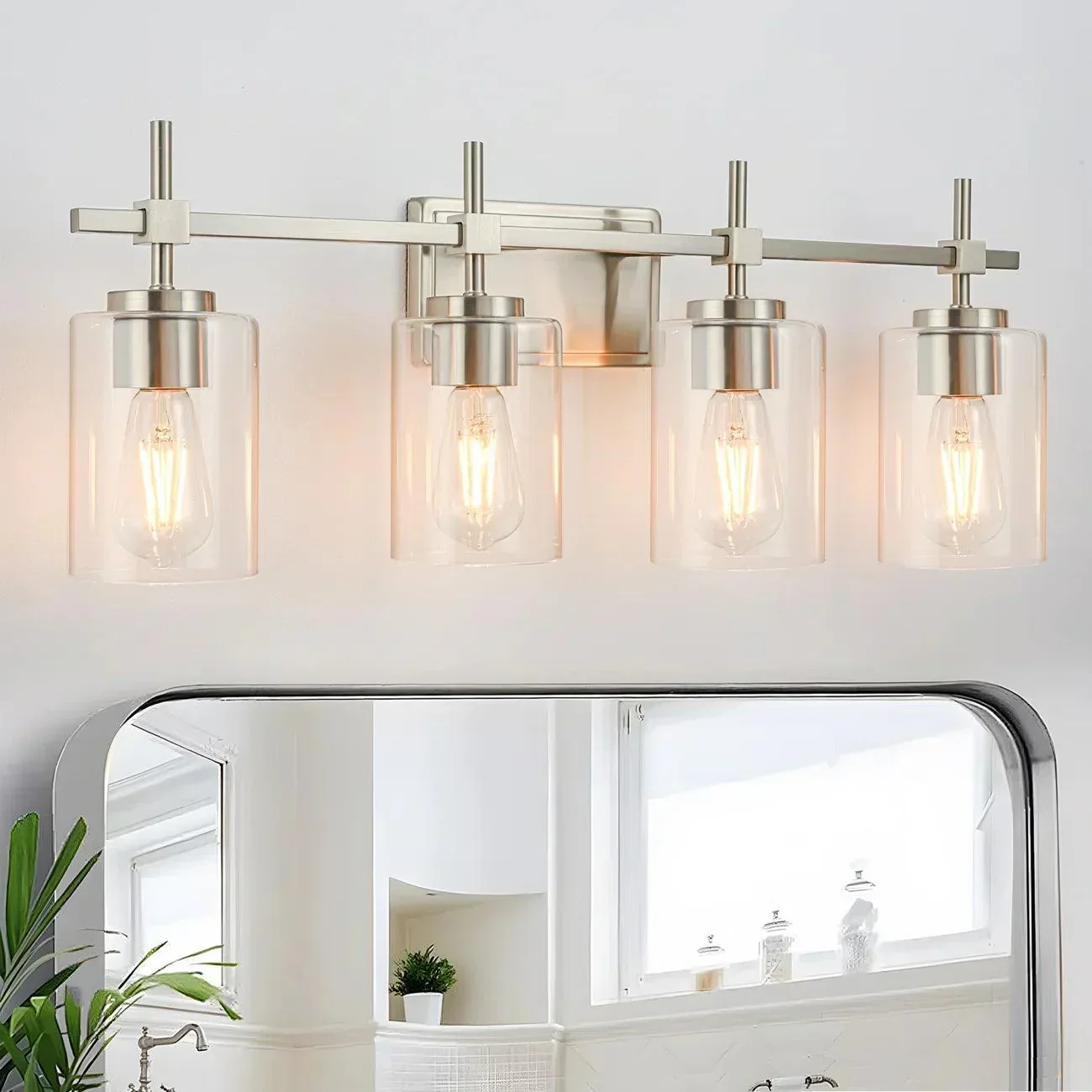 Parrot Uncle Jasper Modern 4-Light Clear Glass Bathroom Lights Linear Vanity Light - Image 4