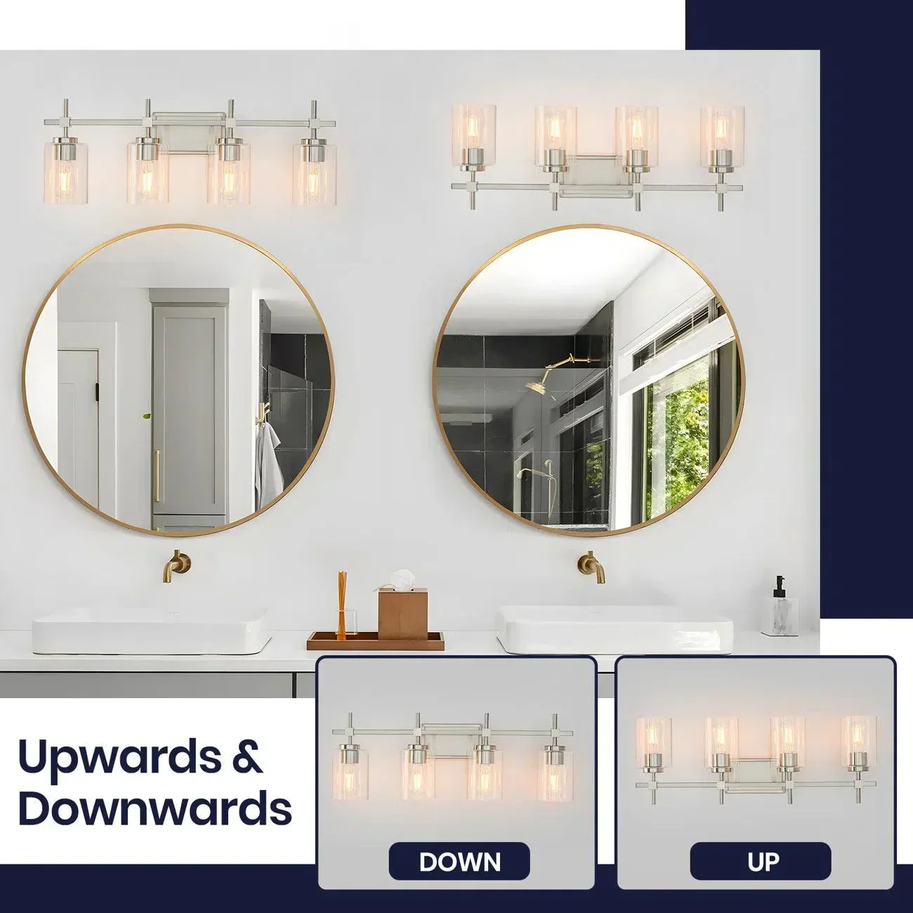 Parrot Uncle Jasper Modern 4-Light Clear Glass Bathroom Lights Linear Vanity Light - Image 5