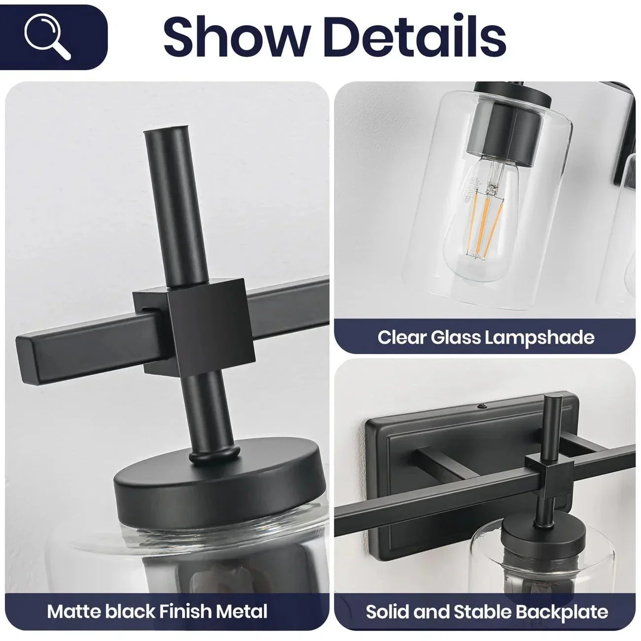 Parrot Uncle Jasper Modern Brushed Nickel & Black Clear Glass 5-Light Bathroom Linear Vanity Light - Image 12