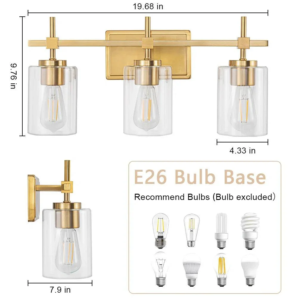 Parrot Uncle Jasper Modern Clear Glass 3-Light Bathroom Vanity Light - Image 14