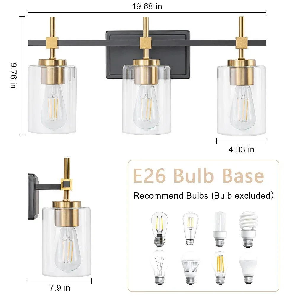 Parrot Uncle Jasper Modern Clear Glass 3-Light Bathroom Vanity Light - Image 7