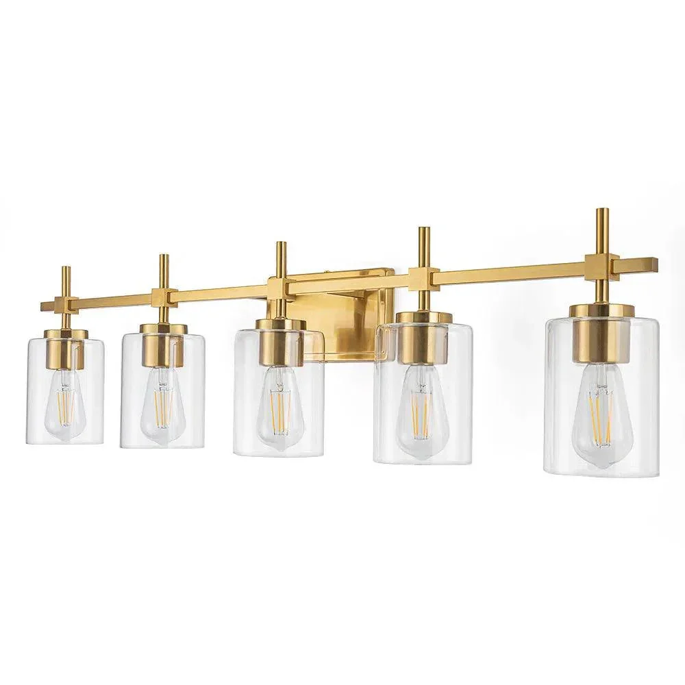 Parrot Uncle Jasper Modern Clear Glass 5-Light Bathroom Vanity Light - Image 10