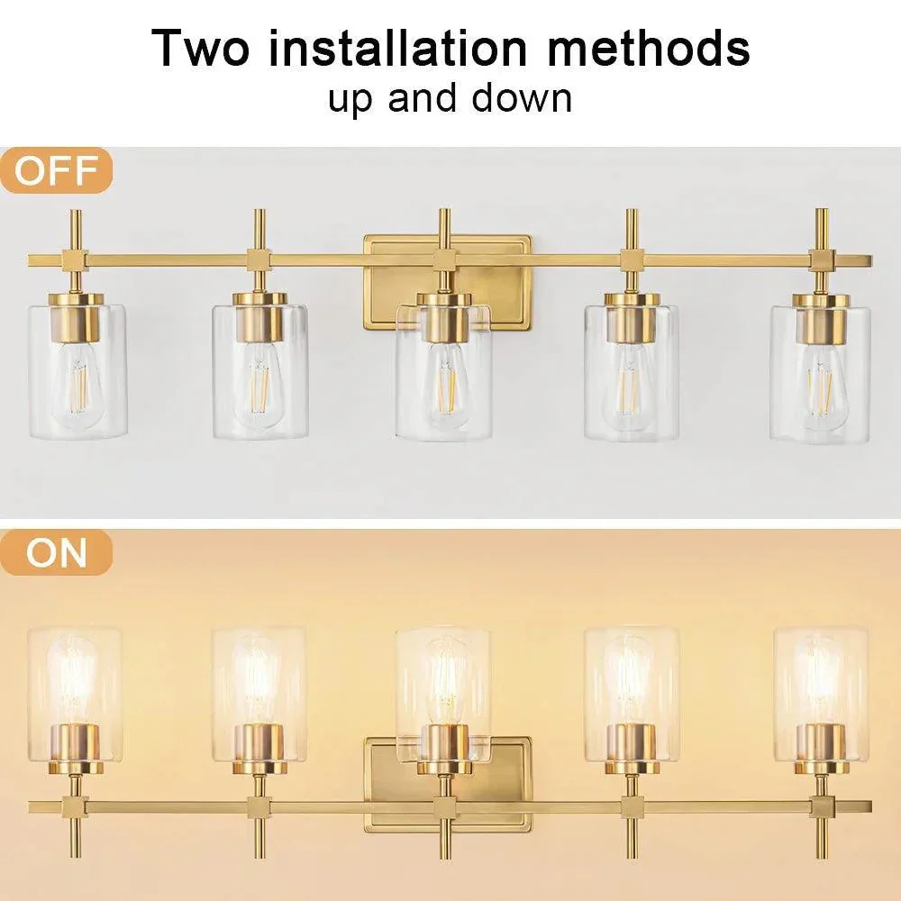 Parrot Uncle Jasper Modern Clear Glass 5-Light Bathroom Vanity Light - Image 11