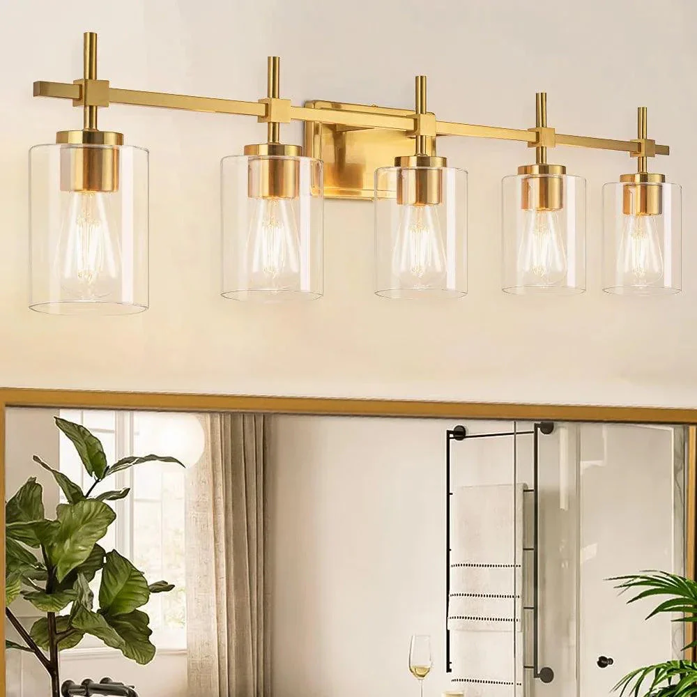Parrot Uncle Jasper Modern Clear Glass 5-Light Bathroom Vanity Light - Image 12