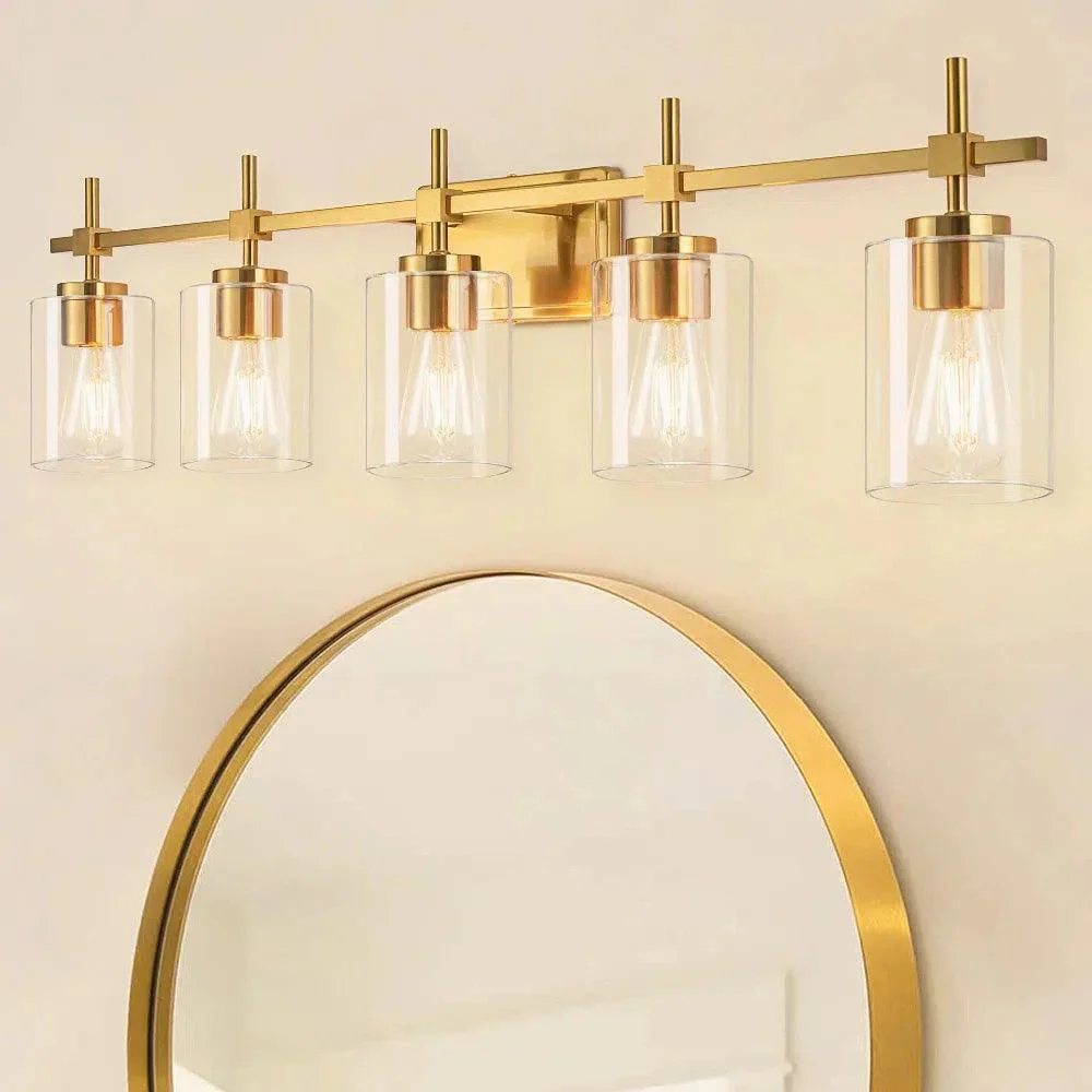 Parrot Uncle Jasper Modern Clear Glass 5-Light Bathroom Vanity Light - Image 13