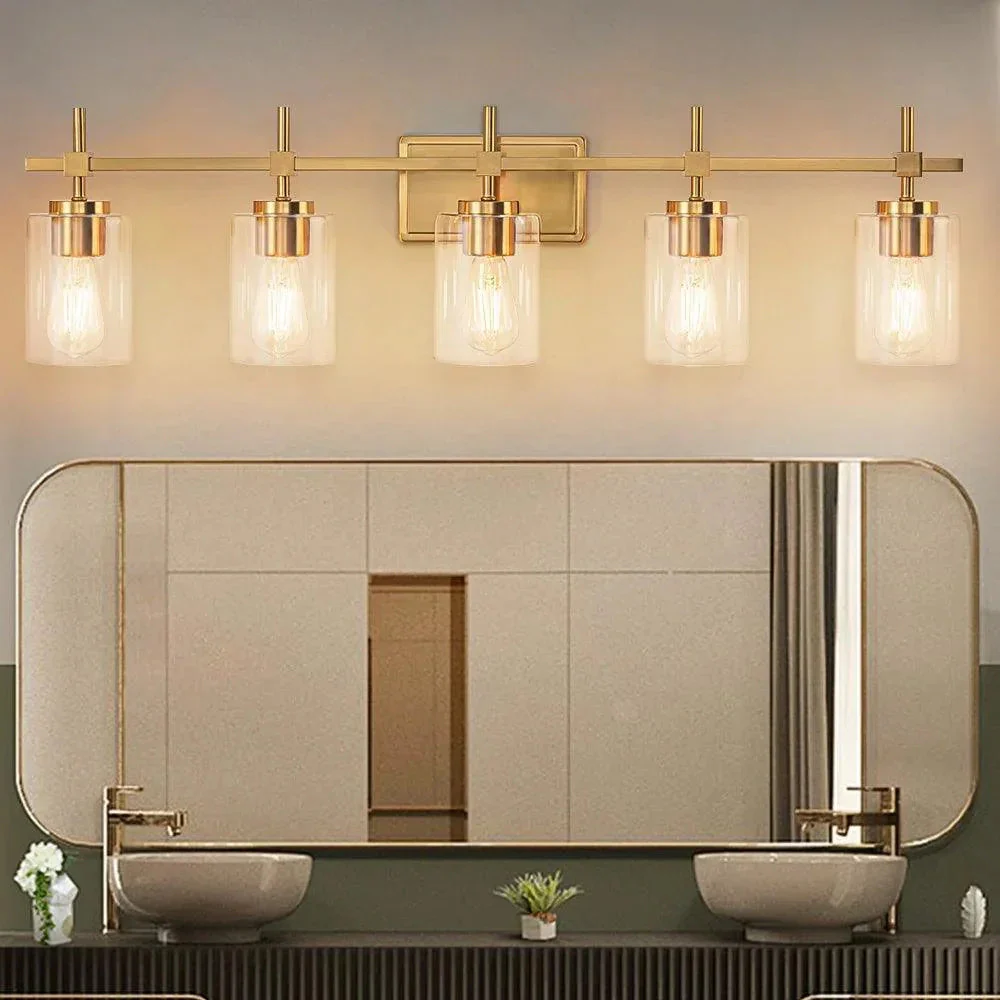 Parrot Uncle Jasper Modern Clear Glass 5-Light Bathroom Vanity Light - Image 14