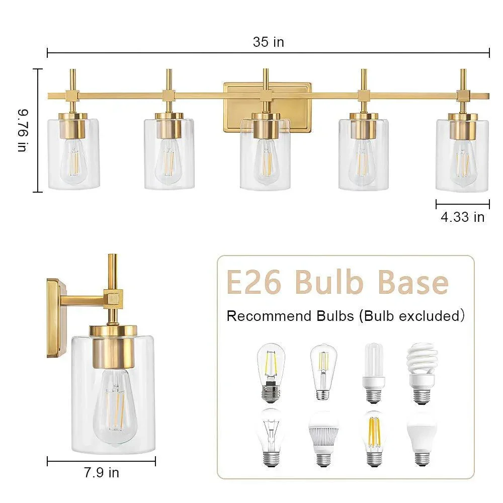 Parrot Uncle Jasper Modern Clear Glass 5-Light Bathroom Vanity Light - Image 16