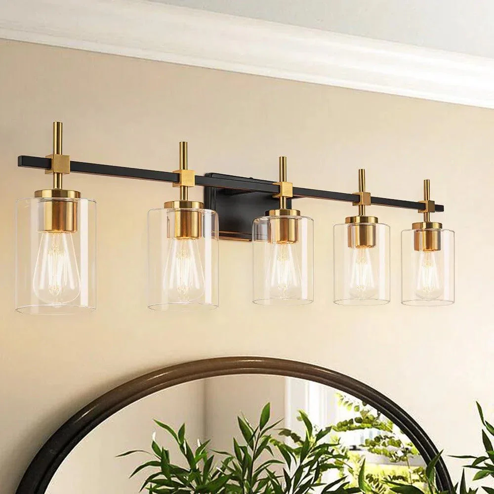 Parrot Uncle Jasper Modern Clear Glass 5-Light Bathroom Vanity Light - Image 6