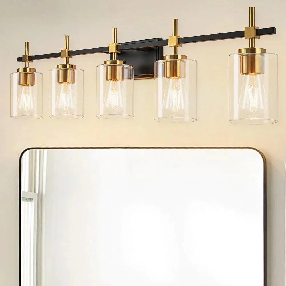 Parrot Uncle Jasper Modern Clear Glass 5-Light Bathroom Vanity Light - Image 7