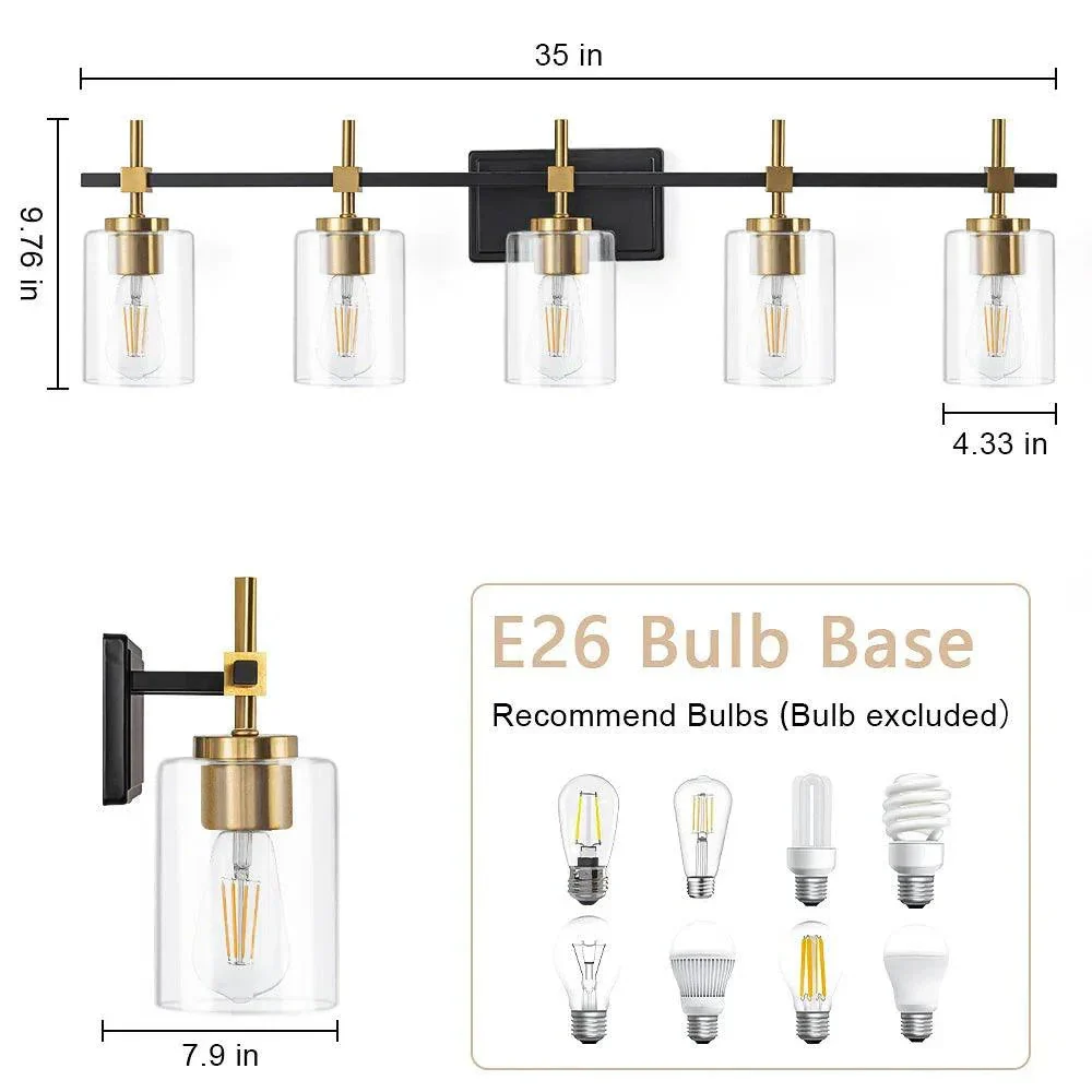 Parrot Uncle Jasper Modern Clear Glass 5-Light Bathroom Vanity Light - Image 8