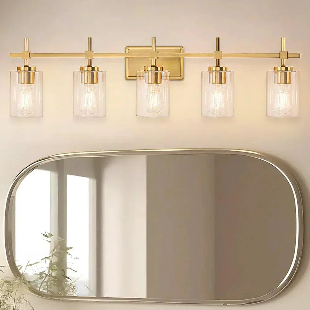 Parrot Uncle Jasper Modern Clear Glass 5-Light Bathroom Vanity Light - Image 9