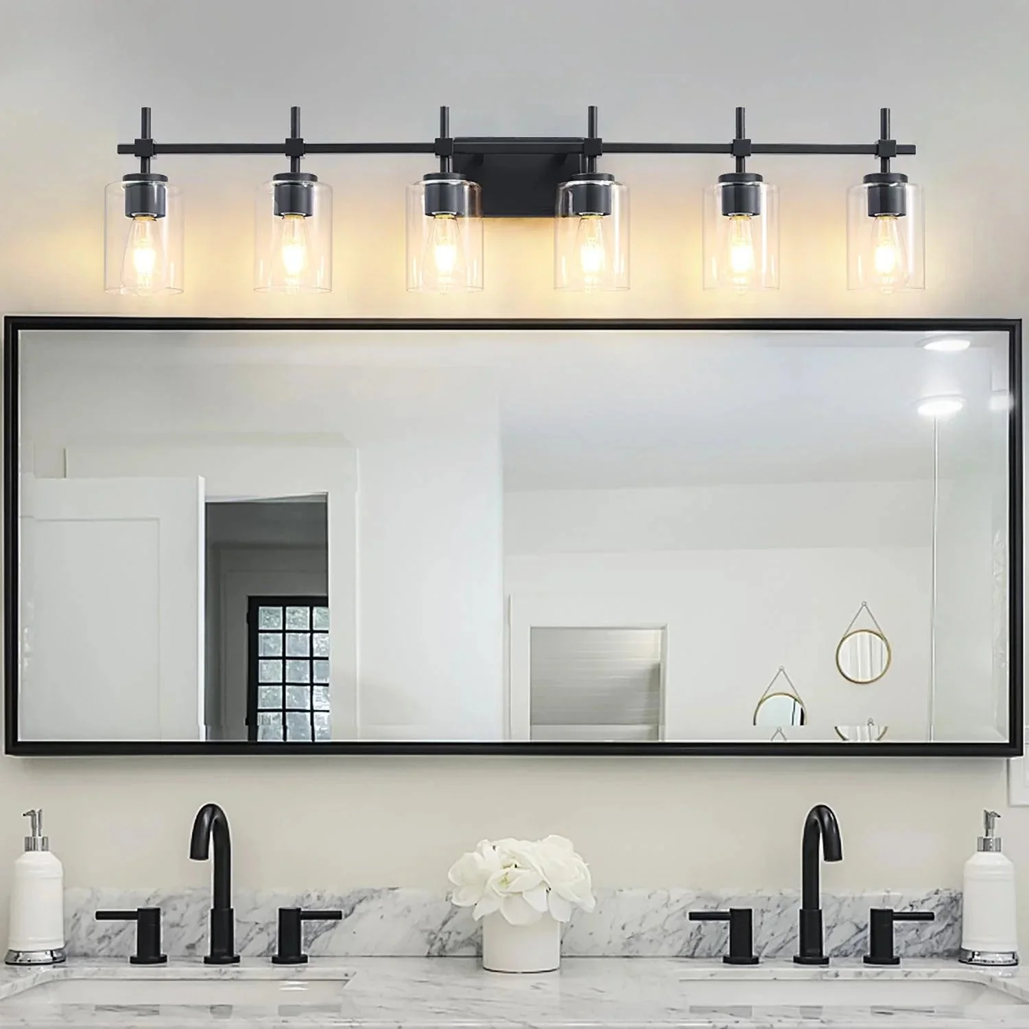 Parrot Uncle Jasper Modern Clear Glass 6-Light Bathroom Vanity Light - Image 17