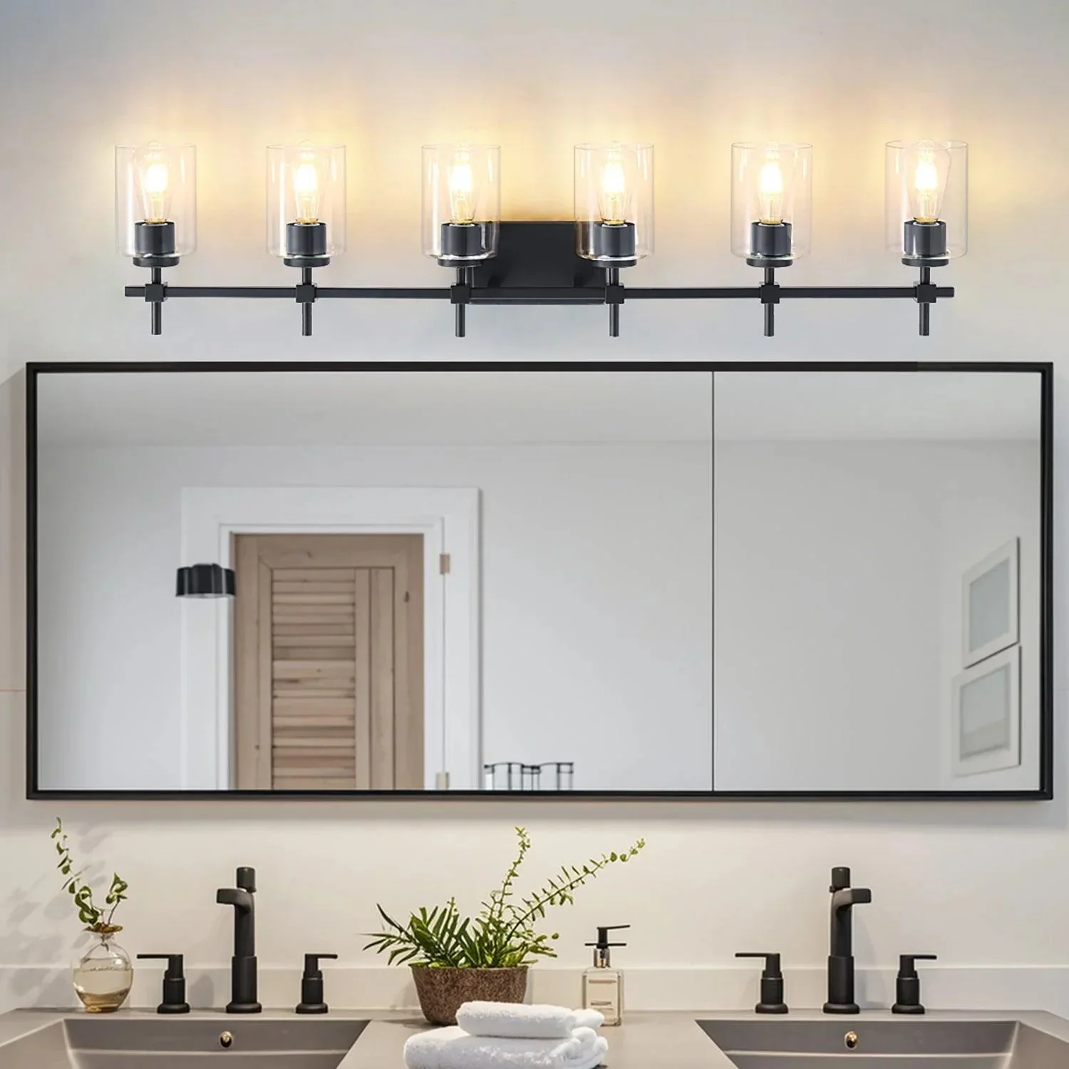 Parrot Uncle Jasper Modern Clear Glass 6-Light Bathroom Vanity Light - Image 18